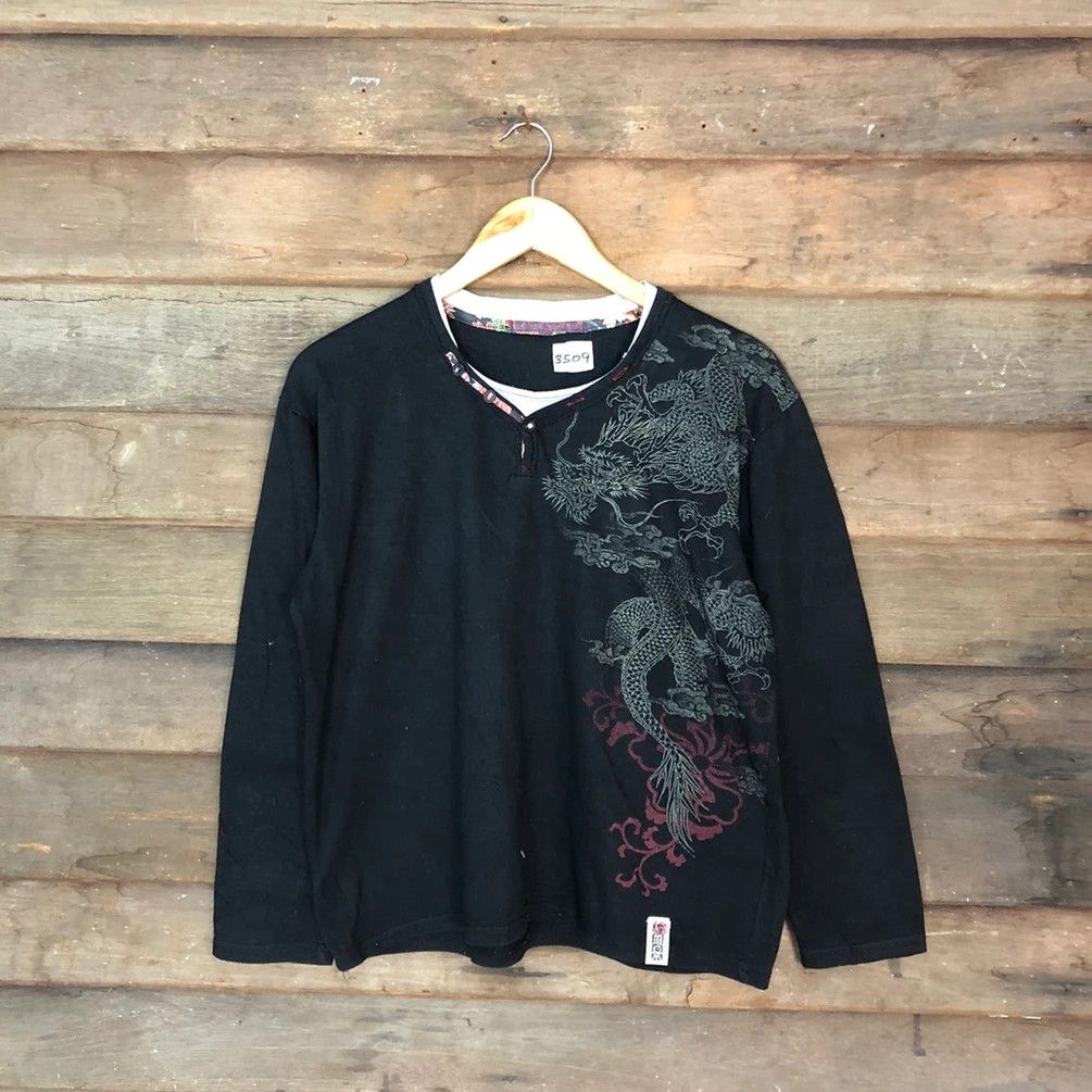 Japanese Brand Dragon Japan Black Long Sleeve Shirt #3509 Size US M / EU 48-50 / 2 - 15 Thumbnail