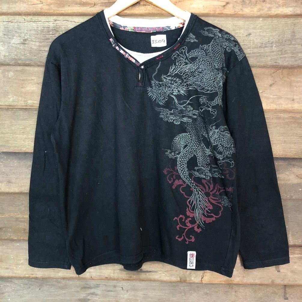 Japanese Brand Dragon Japan Black Long Sleeve Shirt #3509 Size US M / EU 48-50 / 2 - 8 Thumbnail