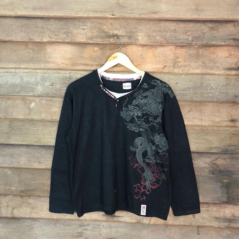 Japanese Brand Dragon Japan Black Long Sleeve Shirt #3509 Size US M / EU 48-50 / 2 - 13 Thumbnail