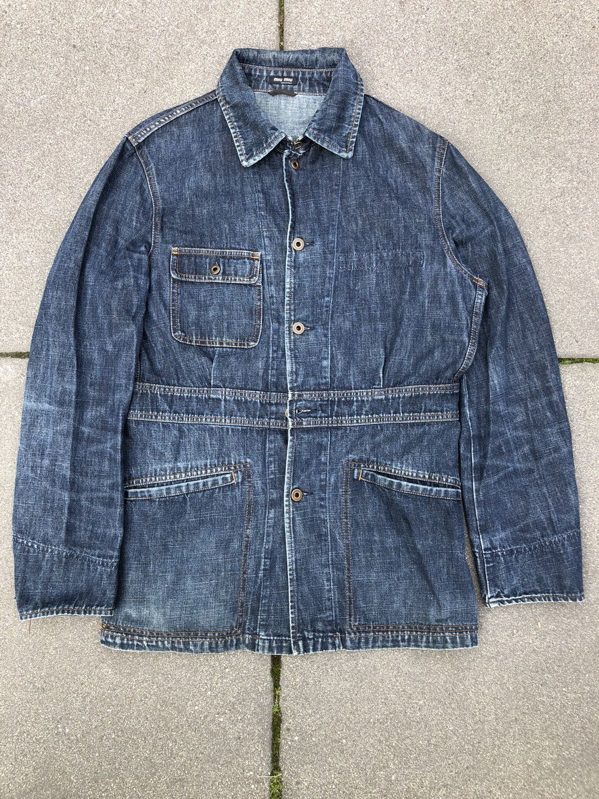 Prada Miu Miu by Prada Denim Fiammato Dawson Jacket S/S 2012 | Grailed