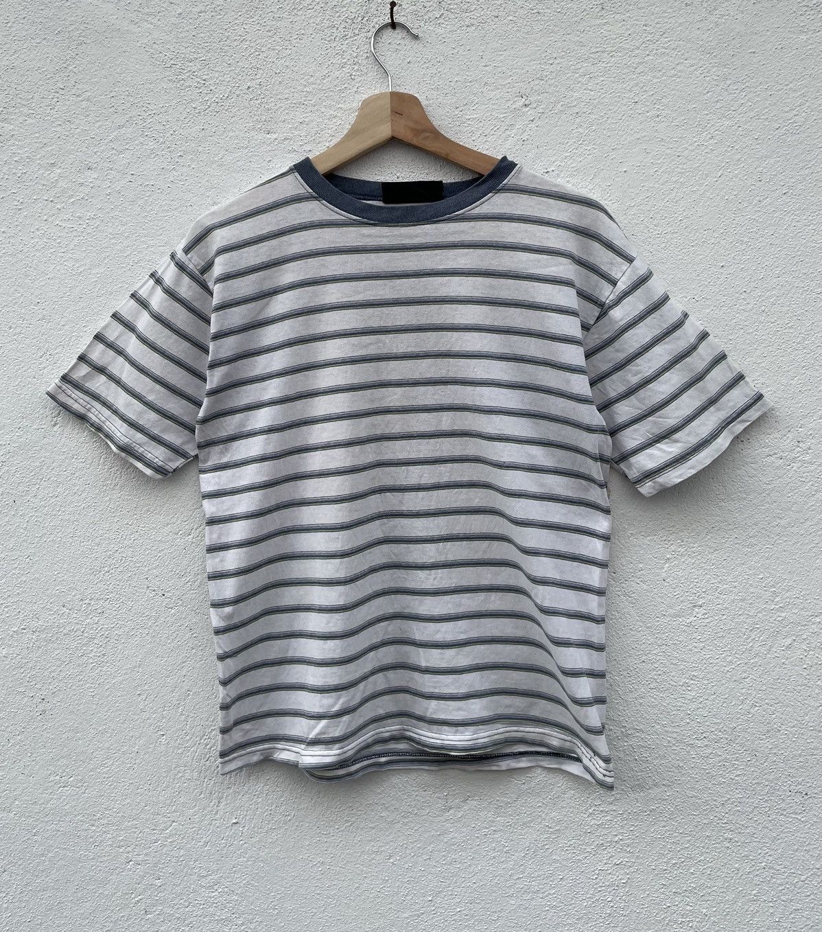 image of Bugle Boy Striped T Shirt Skate Skateboard in White, Men's (Size Small)