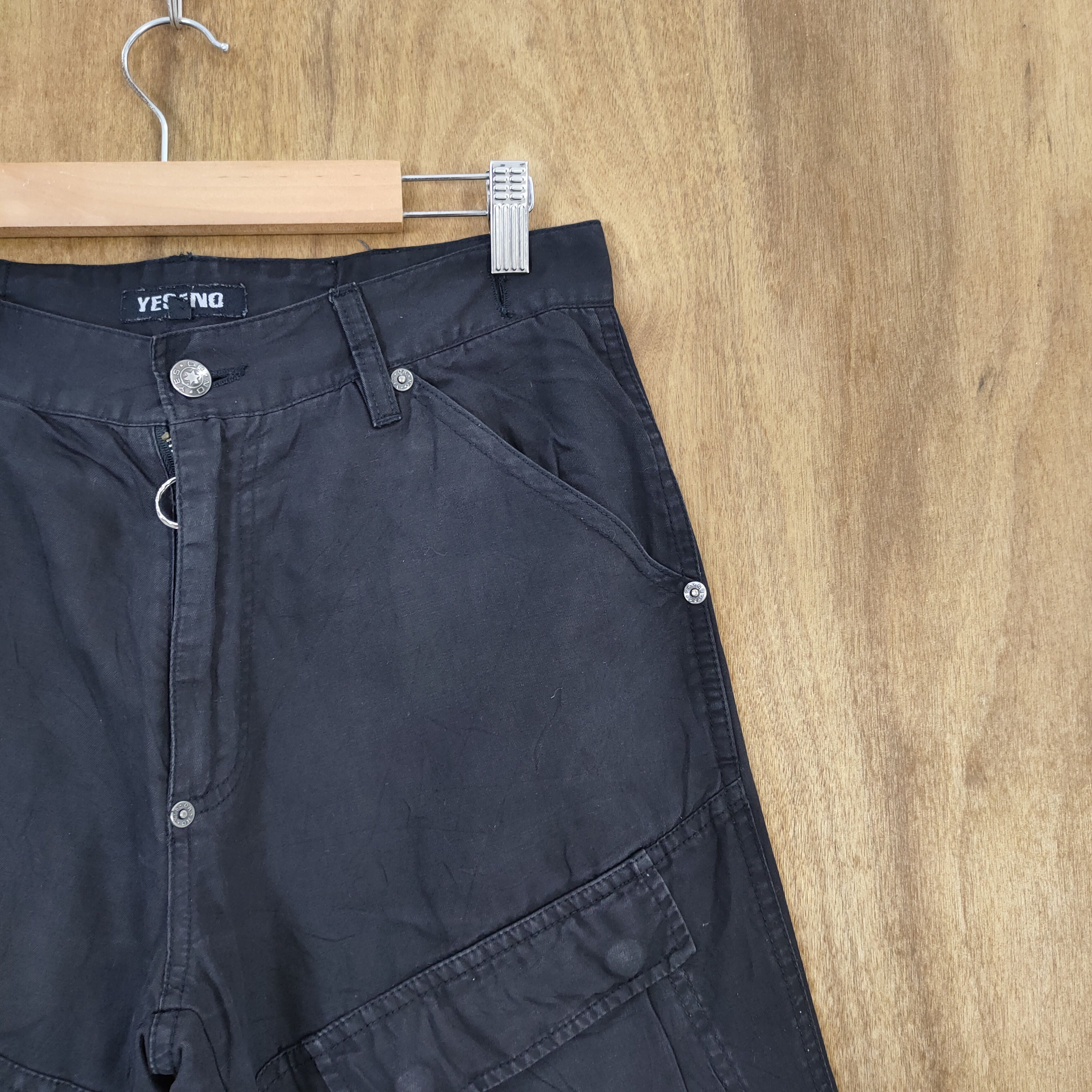 Japanese Brand VINTAGE YES OR NO BACK POCKET FLARE CARGO PANTS Size US 30 / EU 46 - 6 Thumbnail