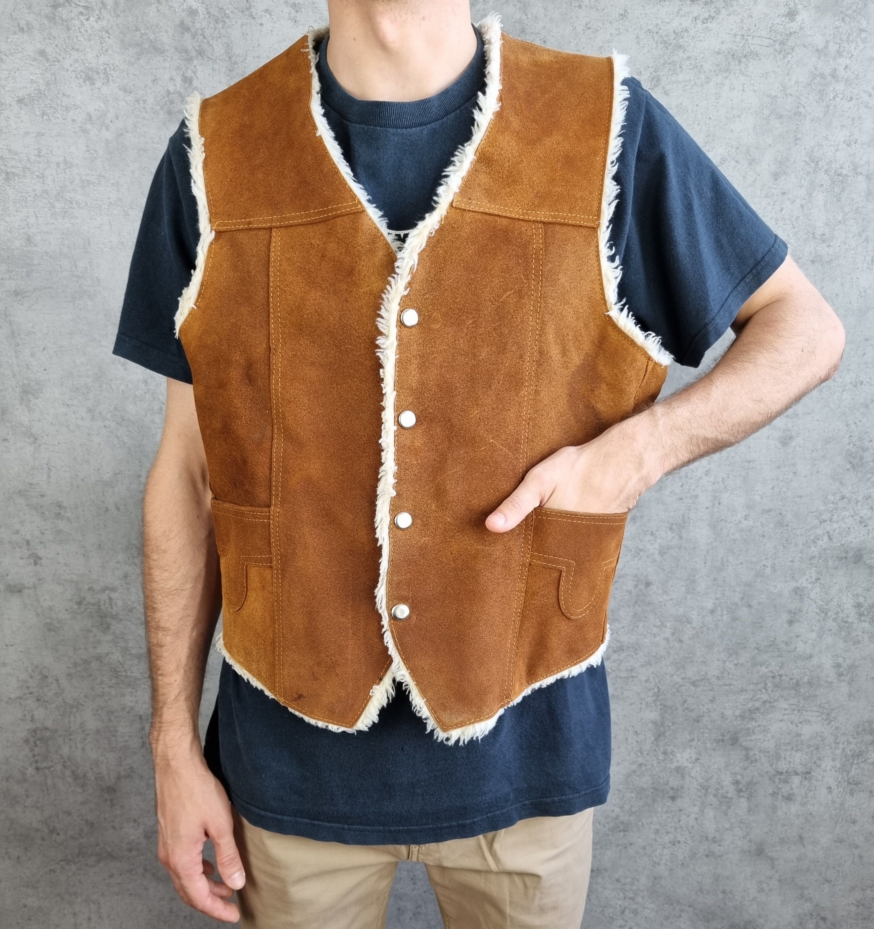 Vintage 70s Vintage Leather Biker vest Made in Mexico Size US M / EU 48-50 / 2 - 6 Thumbnail