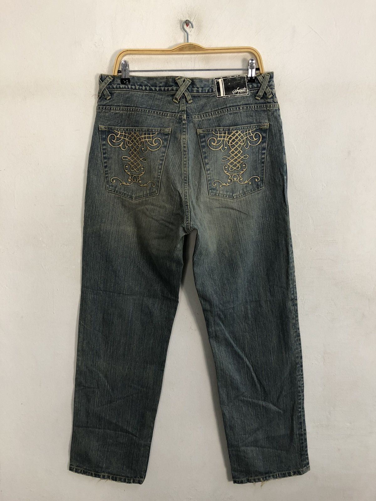 Japanese Brand × Vintage 90s Japanese Brand Suprate Gold Embroidery Logo Pocket Jeans Size US 34 / EU 50 - 4 Thumbnail