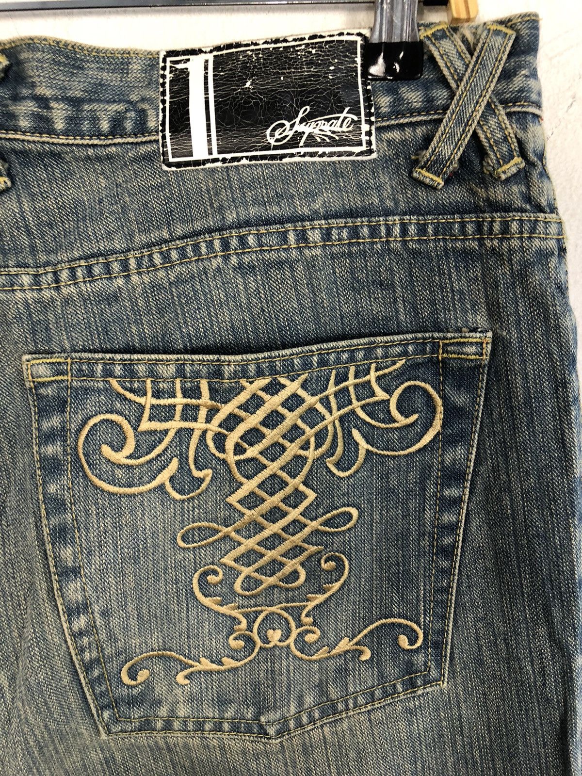 Japanese Brand × Vintage 90s Japanese Brand Suprate Gold Embroidery Logo Pocket Jeans Size US 34 / EU 50 - 11 Thumbnail