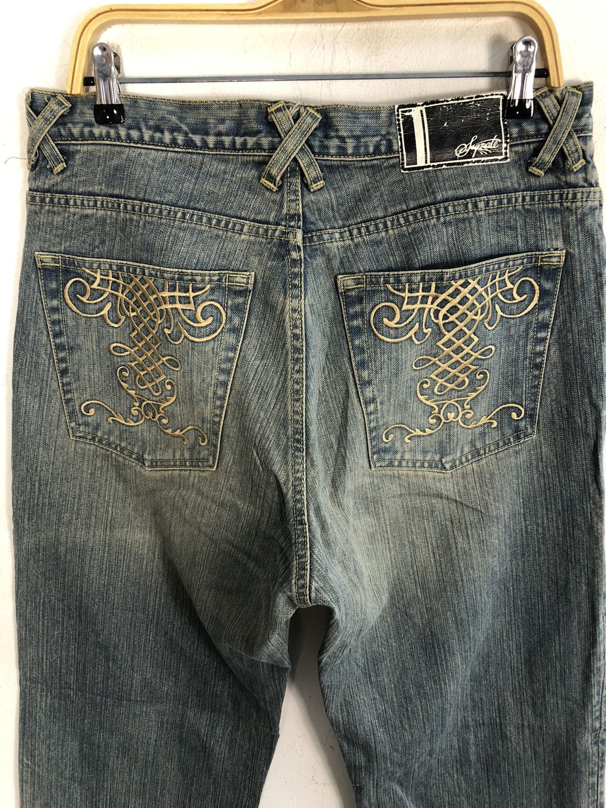 Japanese Brand × Vintage 90s Japanese Brand Suprate Gold Embroidery Logo Pocket Jeans Size US 34 / EU 50 - 6 Thumbnail