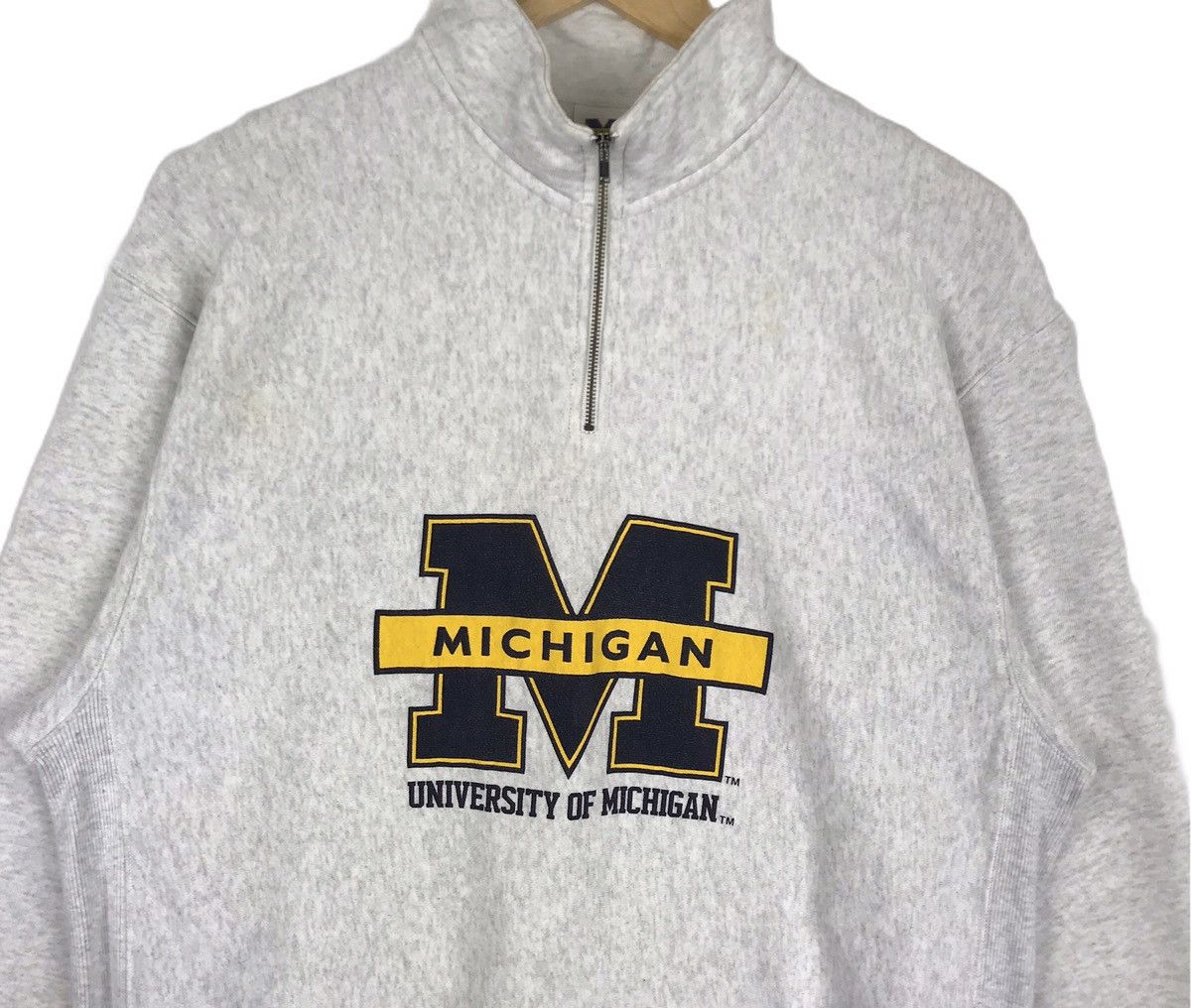 Vintage Vintage 90s University of Michigan Half Zipper Sweatshirt Size US L / EU 52-54 / 3 - 2 Thumbnail