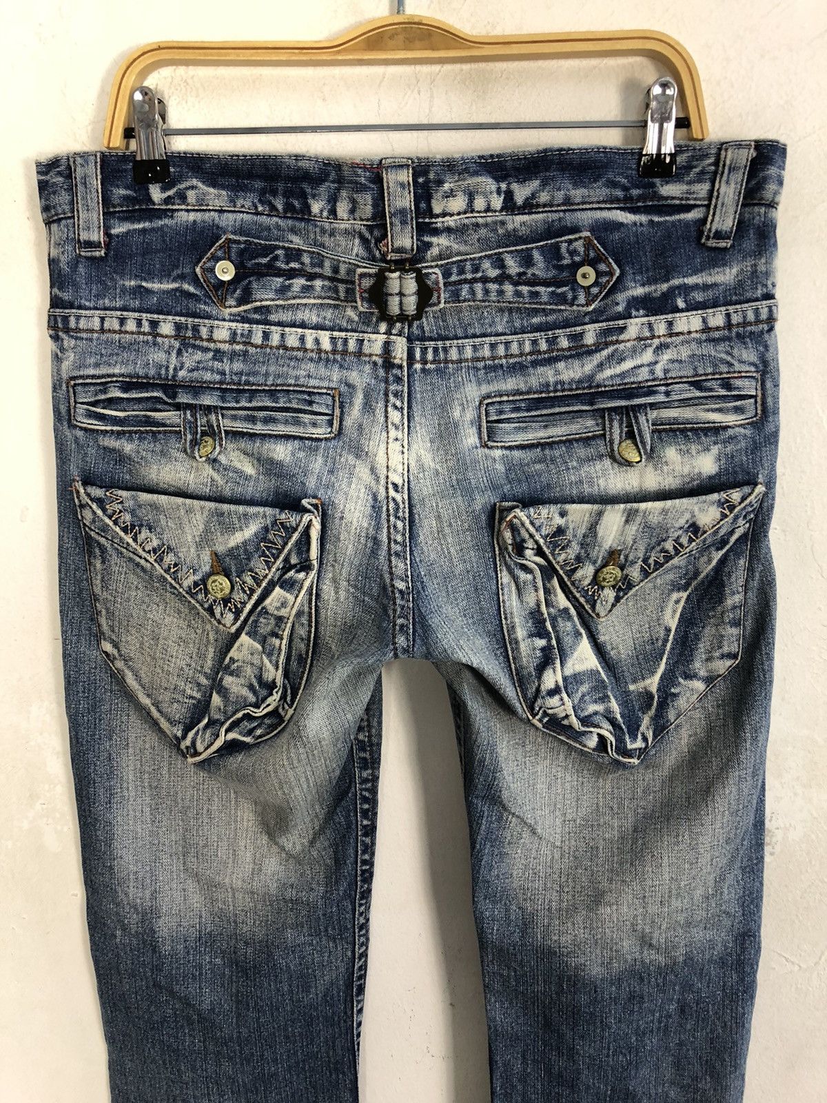 image of Hype x Vintage 90's Bs Raw Limited Faded Flaps Pocket Jeans in Indigo, Men's (Size 35)