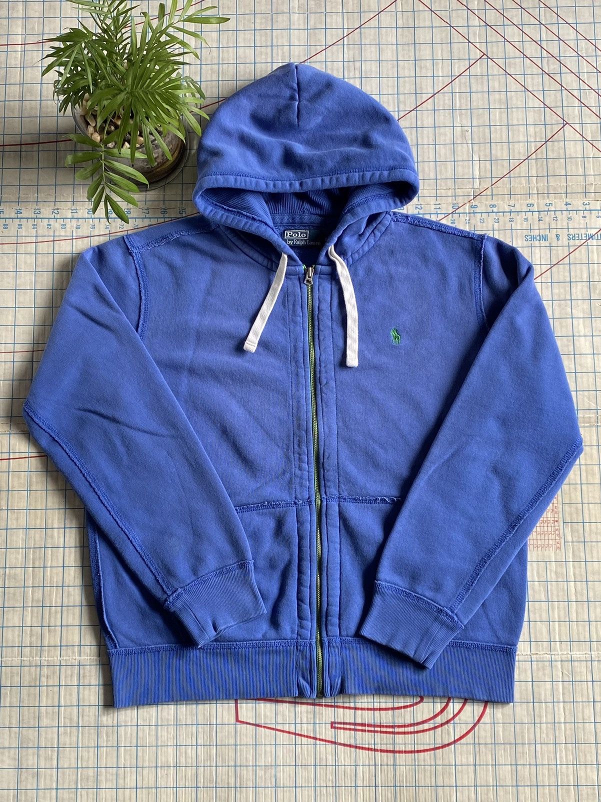 Polo Ralph Lauren Full Zip Hoodie Blue Size Large Blank