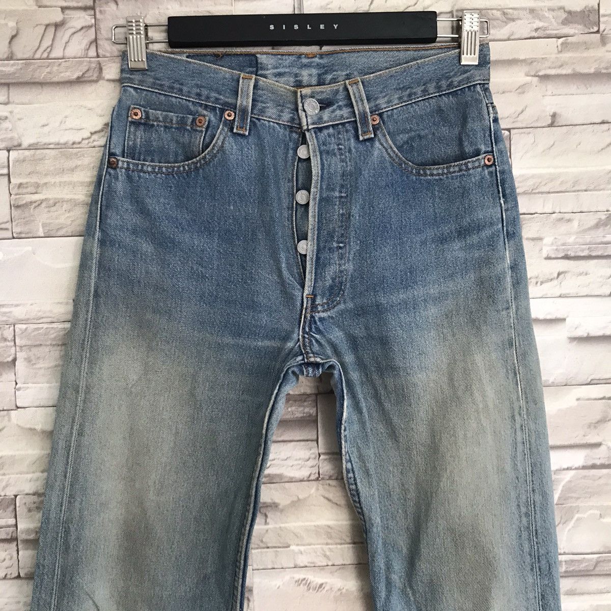 Levi's Vtg 80s Levis 501 Jeans Dirty Faded Lightwash Made in USA Size US 28 / EU 44 - 4 Thumbnail