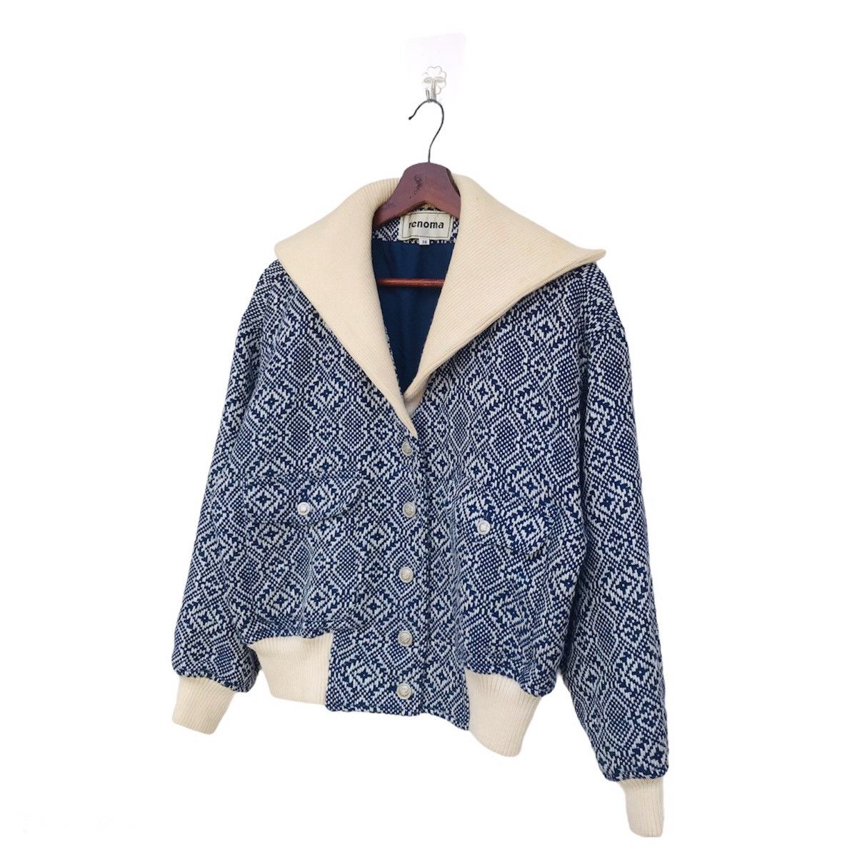 Renoma Renoma Vintage Bomber knitting shawl collar women jacket Size ONE SIZE - 3 Thumbnail