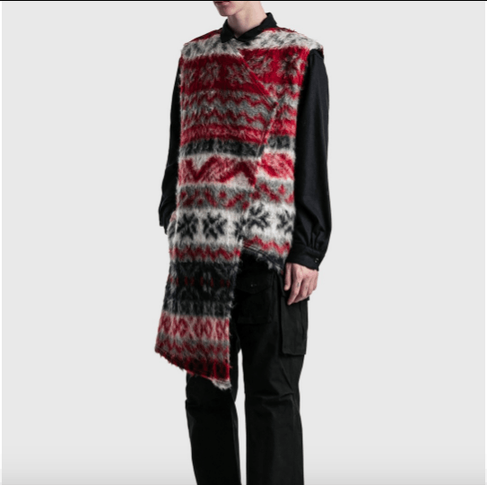 image of Engineered Garments Wrap Knit Vest Multicolor Free Size in Red Gray, Men's
