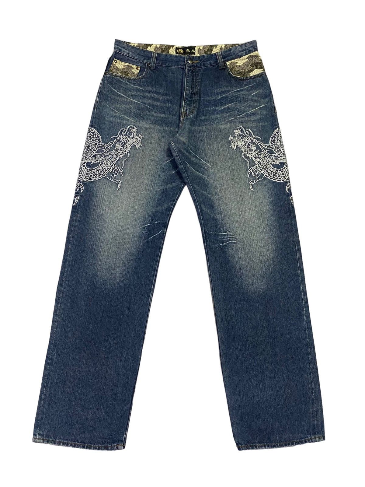 Japanese Brand Japanese Brand Embroidery Dragon Denim Pants Size US 34 / EU 50 - 2 Thumbnail