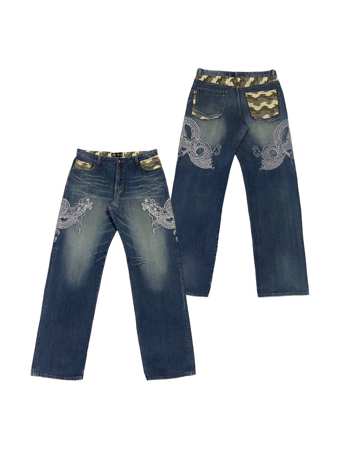 Japanese Brand Japanese Brand Embroidery Dragon Denim Pants Size US 34 / EU 50 - 1 Thumbnail