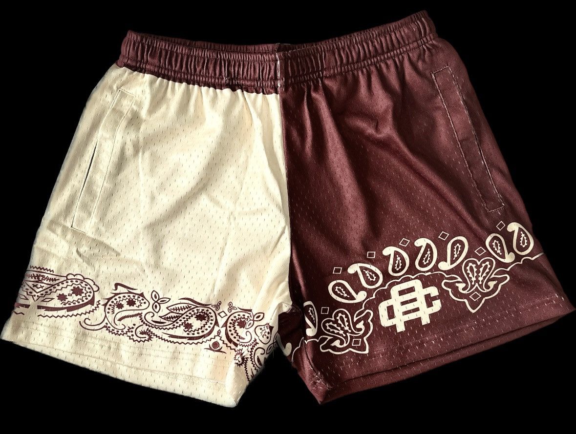 Other DS Deadstock Size Sz. M Cream Maroon Bandana Mesh Shorts Size US 32 / EU 48 - 4 Thumbnail