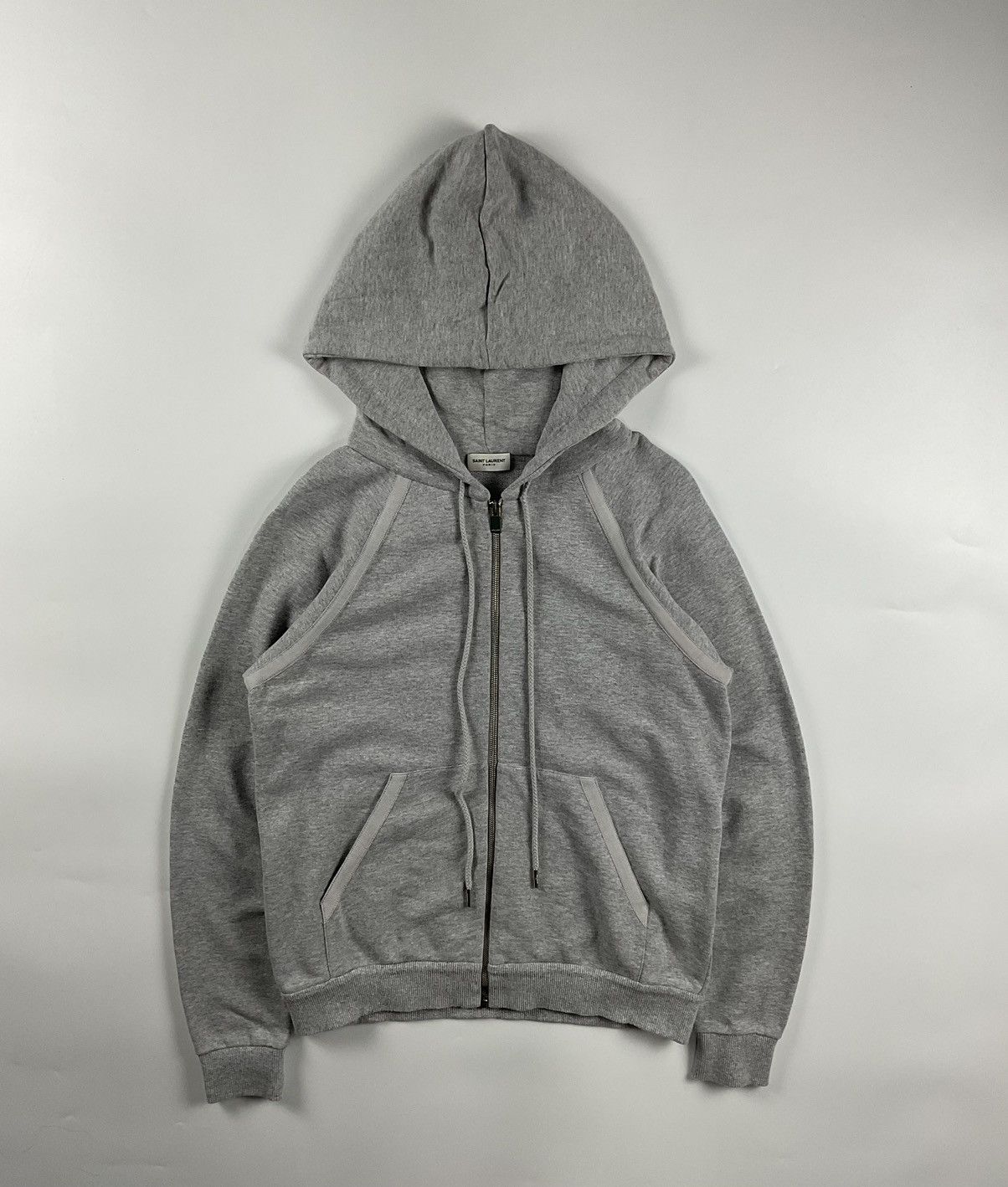 image of Saint Laurent Paris Saint Laurent Zip Up Hoodie in Grey, Men's (Size Small)