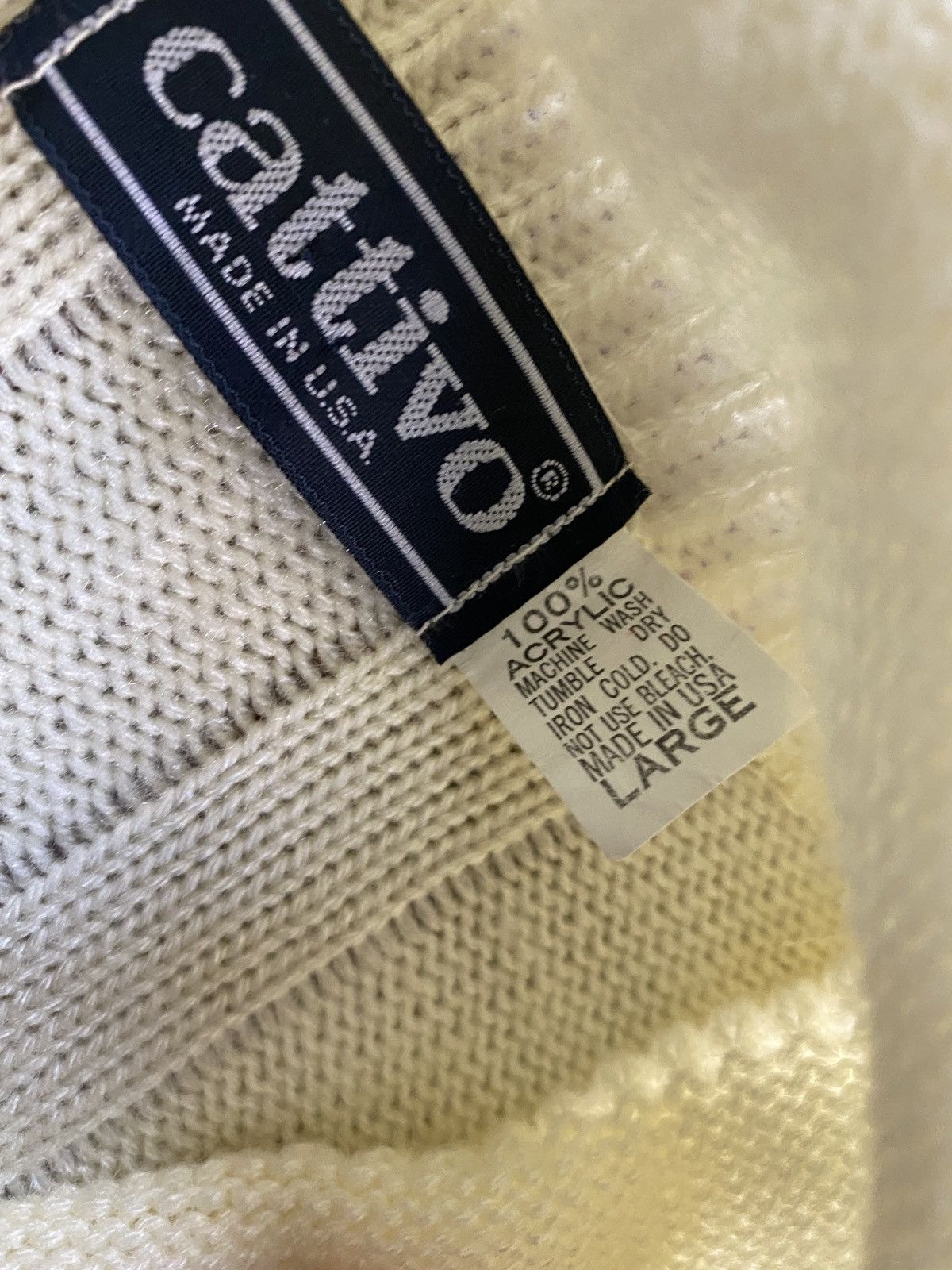 Vintage Vintage 70’s Cattivo Cream Knit Sweater Size US L / EU 52-54 / 3 - 5 Thumbnail
