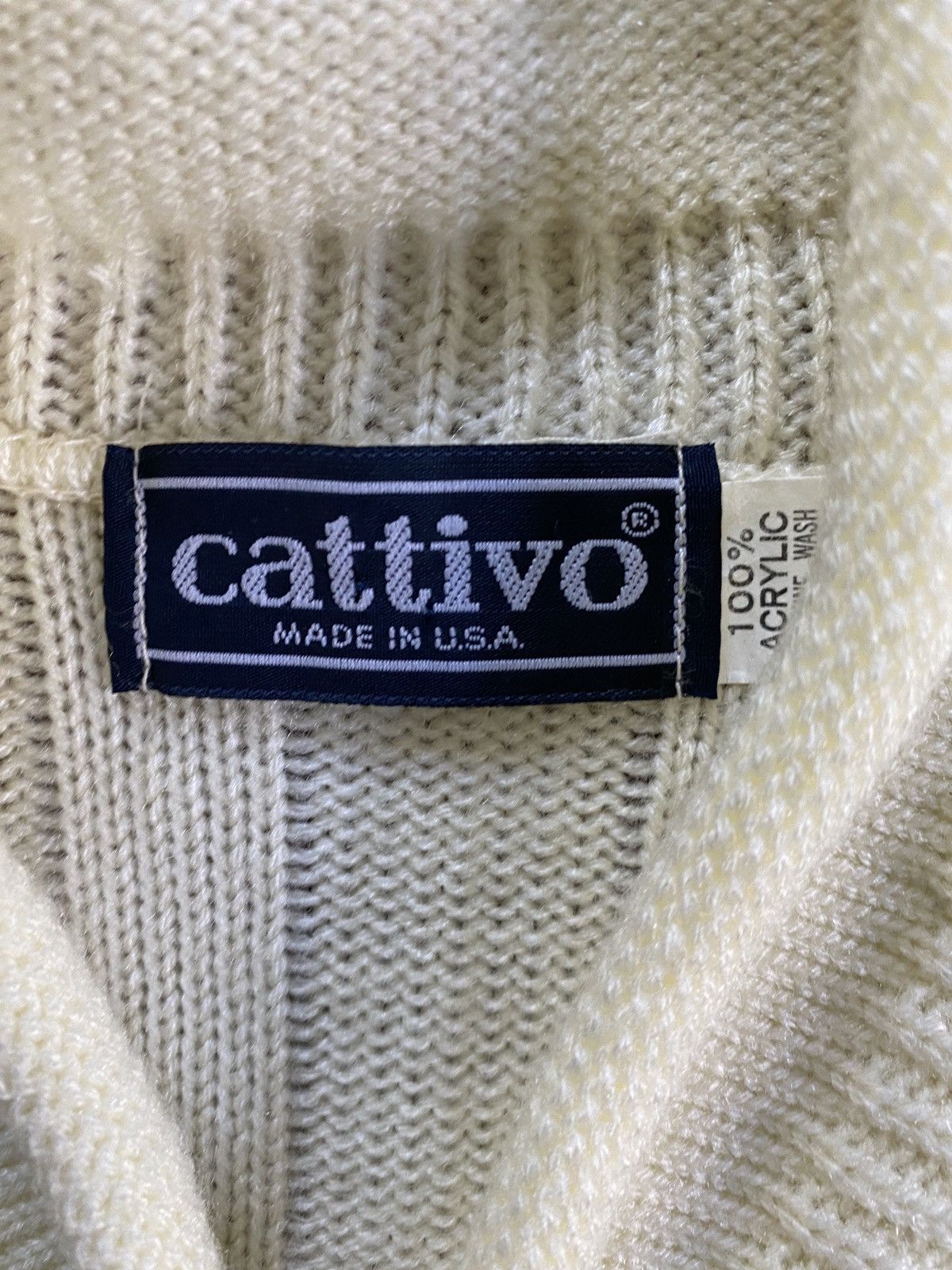 Vintage Vintage 70’s Cattivo Cream Knit Sweater Size US L / EU 52-54 / 3 - 4 Thumbnail