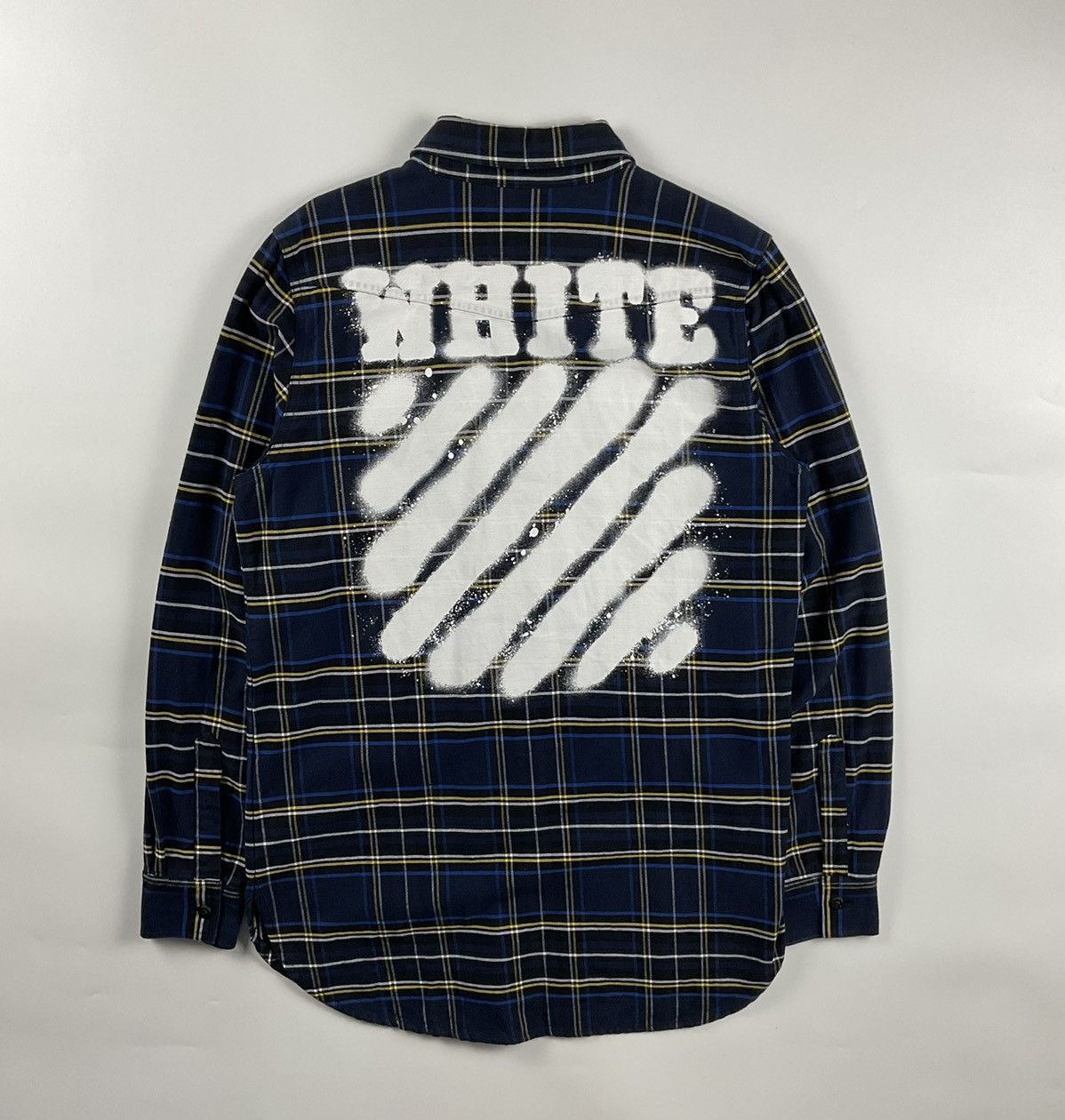 image of Off White Diagonal Spray Flannel Shirt, Men's (Size Small)