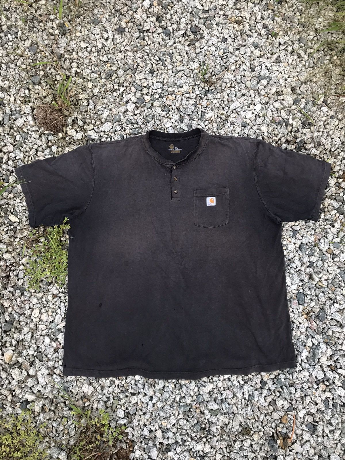 image of Carhartt Distressed Big Size Carhatt Pocket Tee in Faded Black, Men's