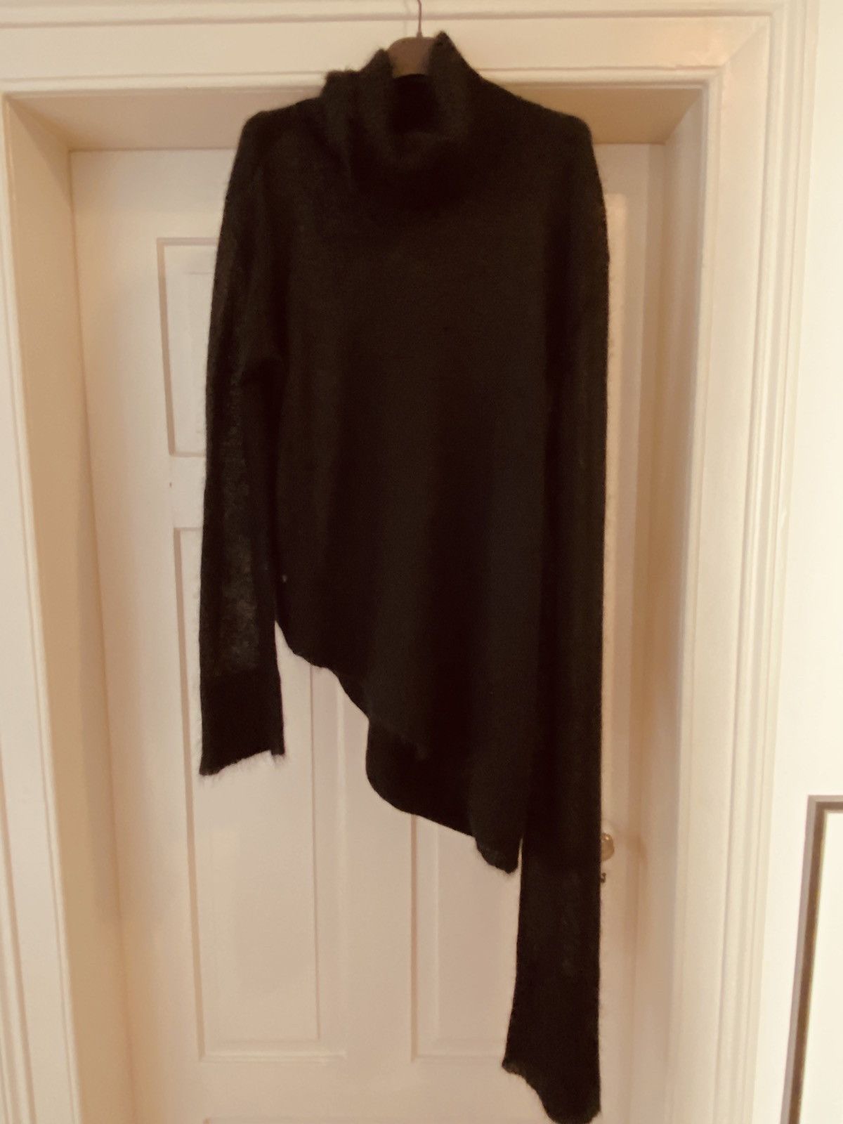 image of Black Ann Demeulemeester Asymmetric Mohair Sweater, Men's (Size Small)