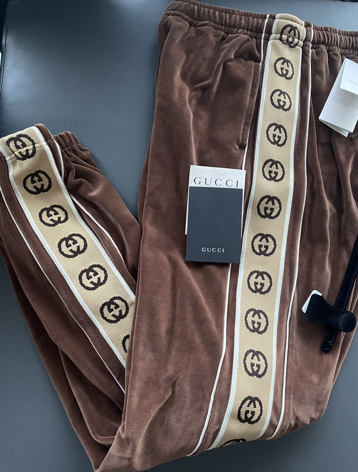 Gucci Super Runway GG Logo Chenille Velour Jogging Tracksuit Pant Size US 34 / EU 50 - 1 Thumbnail