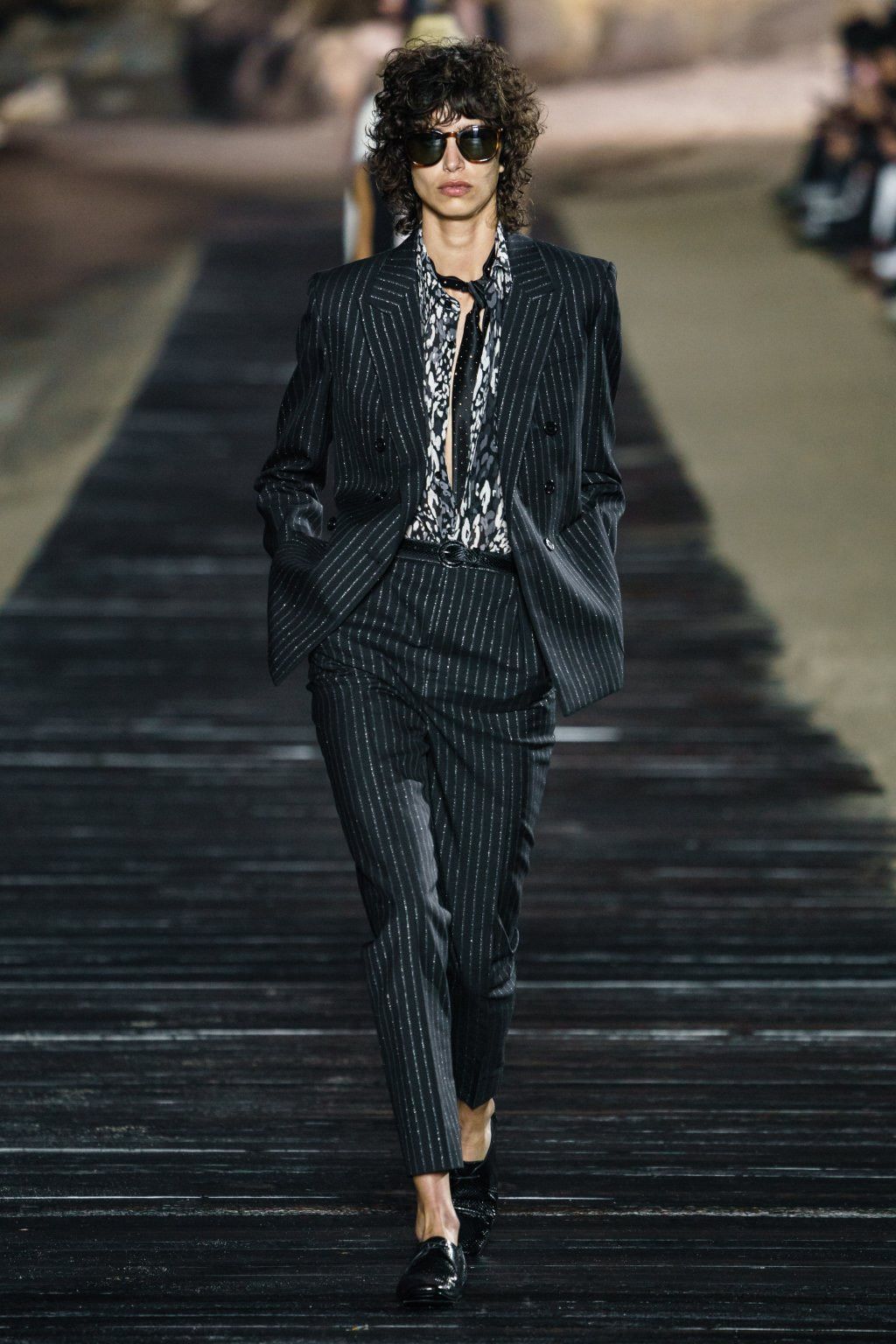 Saint Laurent Paris SS20 Lamé Tennis Striped Peaked Lapel Blazer Sz46 Size 46S - 9 Thumbnail