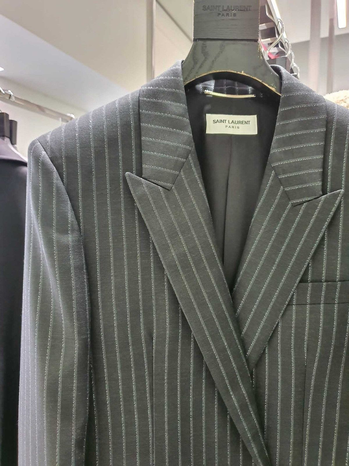 Saint Laurent Paris SS20 Lamé Tennis Striped Peaked Lapel Blazer Sz46 Size 46S - 14 Thumbnail