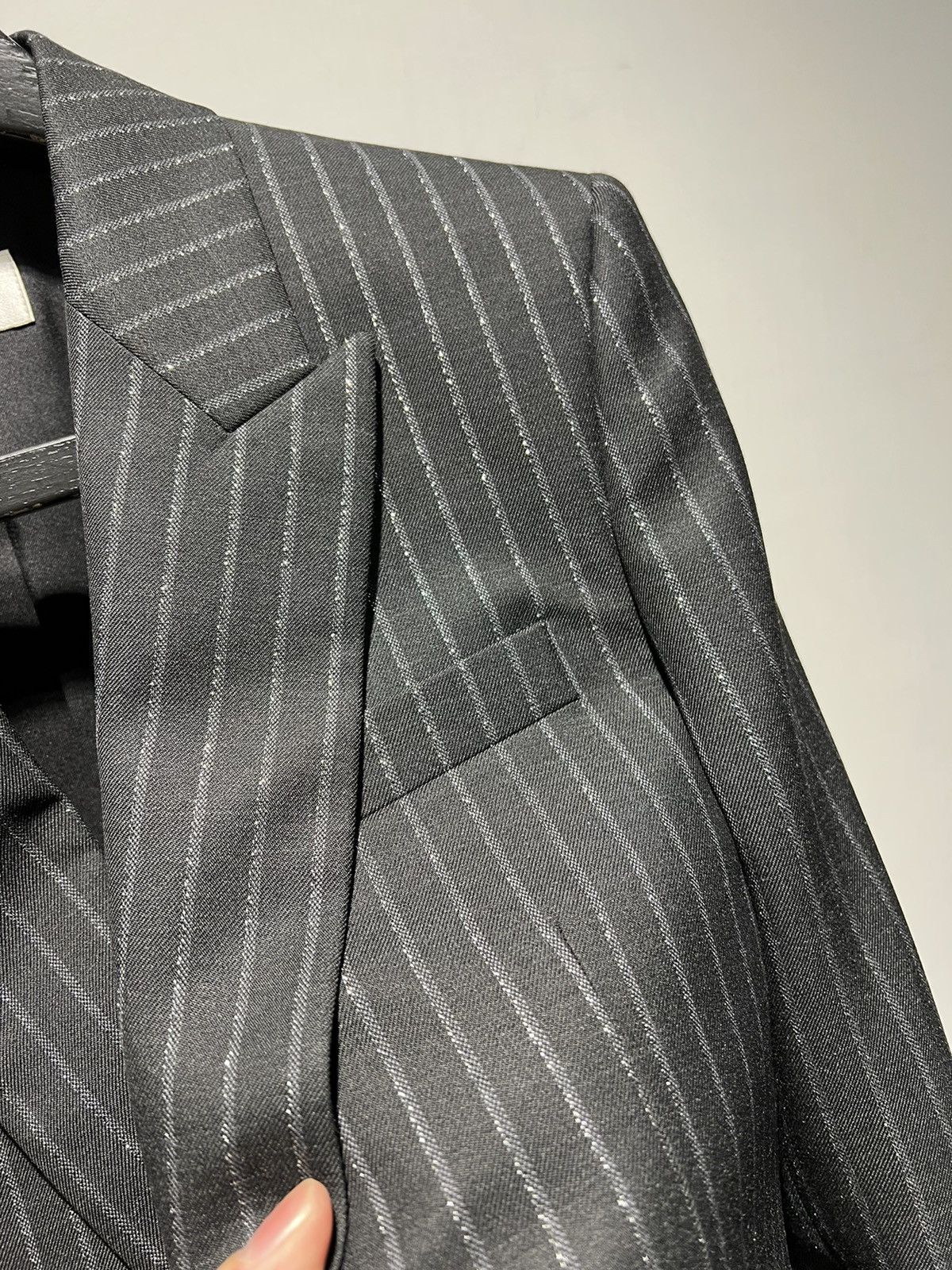 Saint Laurent Paris SS20 Lamé Tennis Striped Peaked Lapel Blazer Sz46 Size 46S - 3 Thumbnail