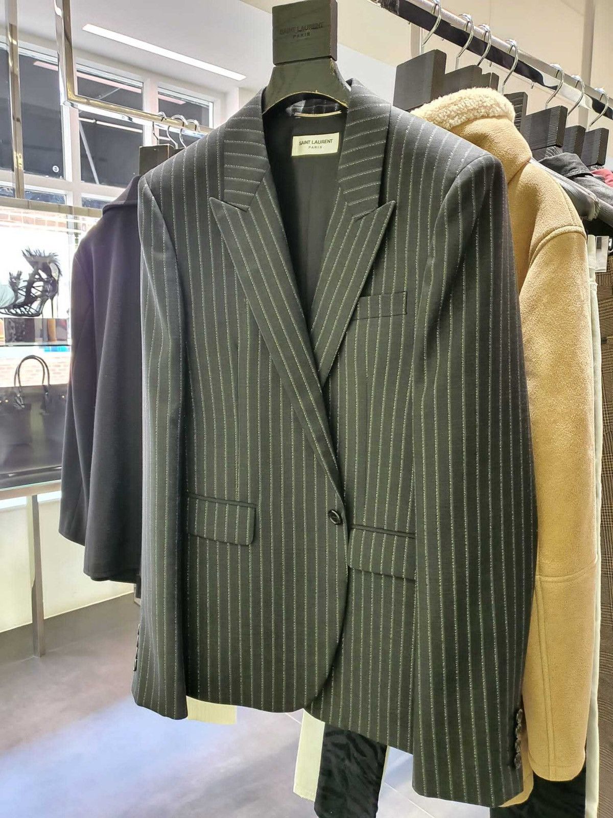 Saint Laurent Paris SS20 Lamé Tennis Striped Peaked Lapel Blazer Sz46 Size 46S - 13 Thumbnail