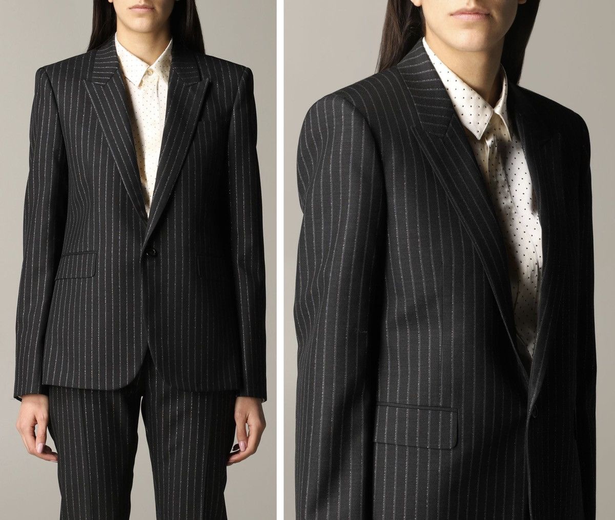 Saint Laurent Paris SS20 Lamé Tennis Striped Peaked Lapel Blazer Sz46 Size 46S - 11 Thumbnail