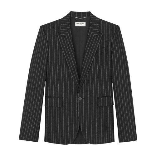 Saint Laurent Paris SS20 Lamé Tennis Striped Peaked Lapel Blazer Sz46 Size 46S - 10 Thumbnail
