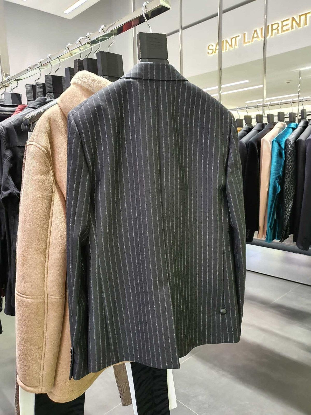 Saint Laurent Paris SS20 Lamé Tennis Striped Peaked Lapel Blazer Sz46 Size 46S - 15 Thumbnail