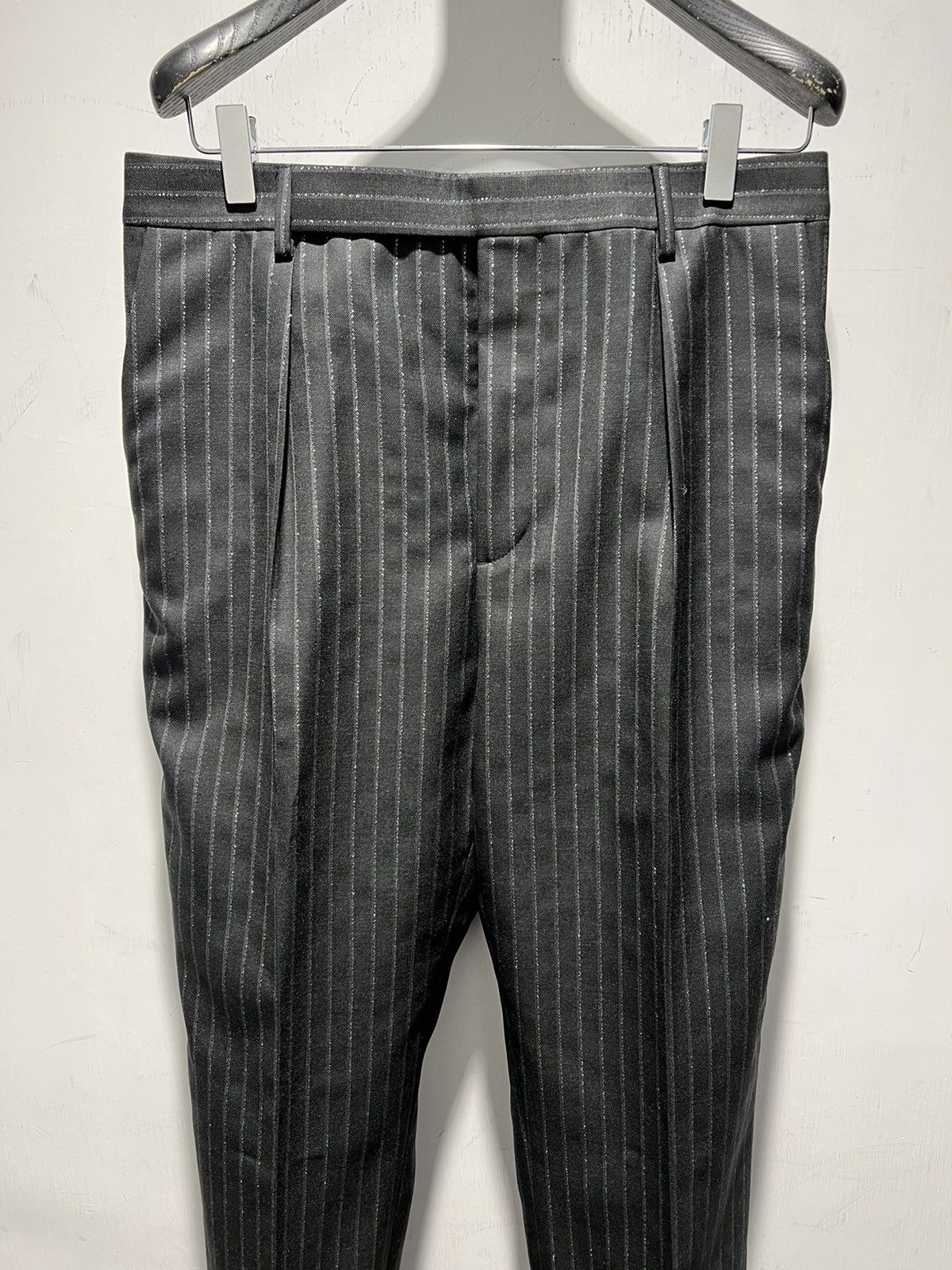 Saint Laurent Paris SS20 Lamé Tennis Stripe Single Pleated Tailor Pants 46/48/52 Size 48S - 1 Thumbnail