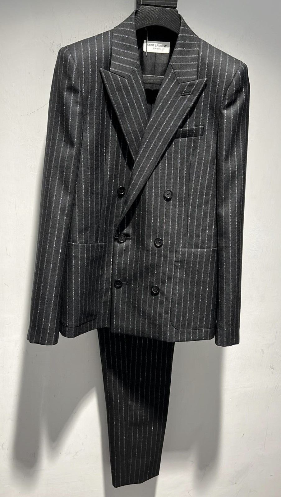 Saint Laurent Paris SS20 Lamé Tennis Stripe Single Pleated Tailor Pants 46/48/52 Size 48S - 7 Thumbnail