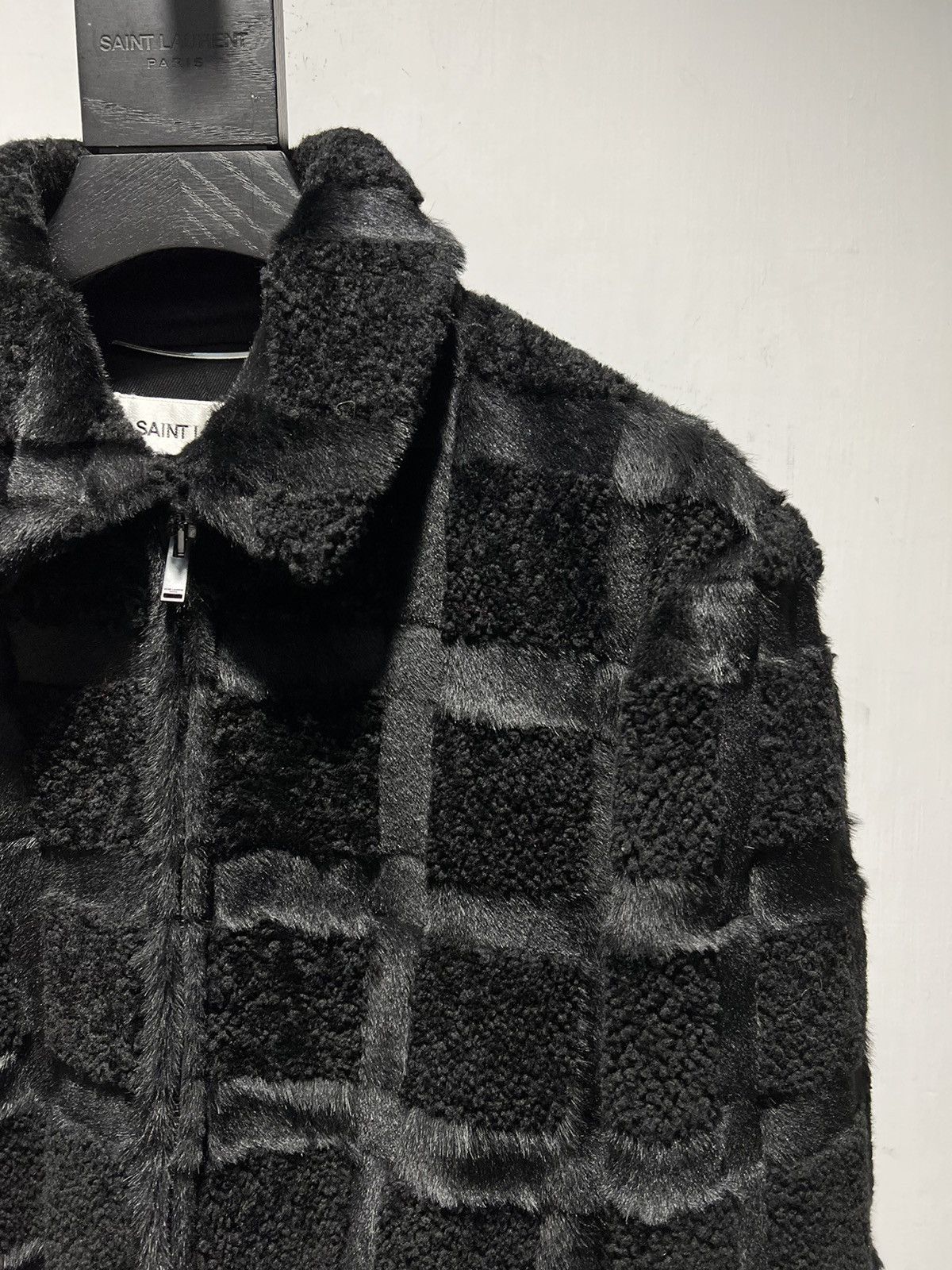 Saint Laurent Paris FW20 Black Teddy Jacket Shearling Carreaux Sz48 Size US M / EU 48-50 / 2 - 3 Thumbnail