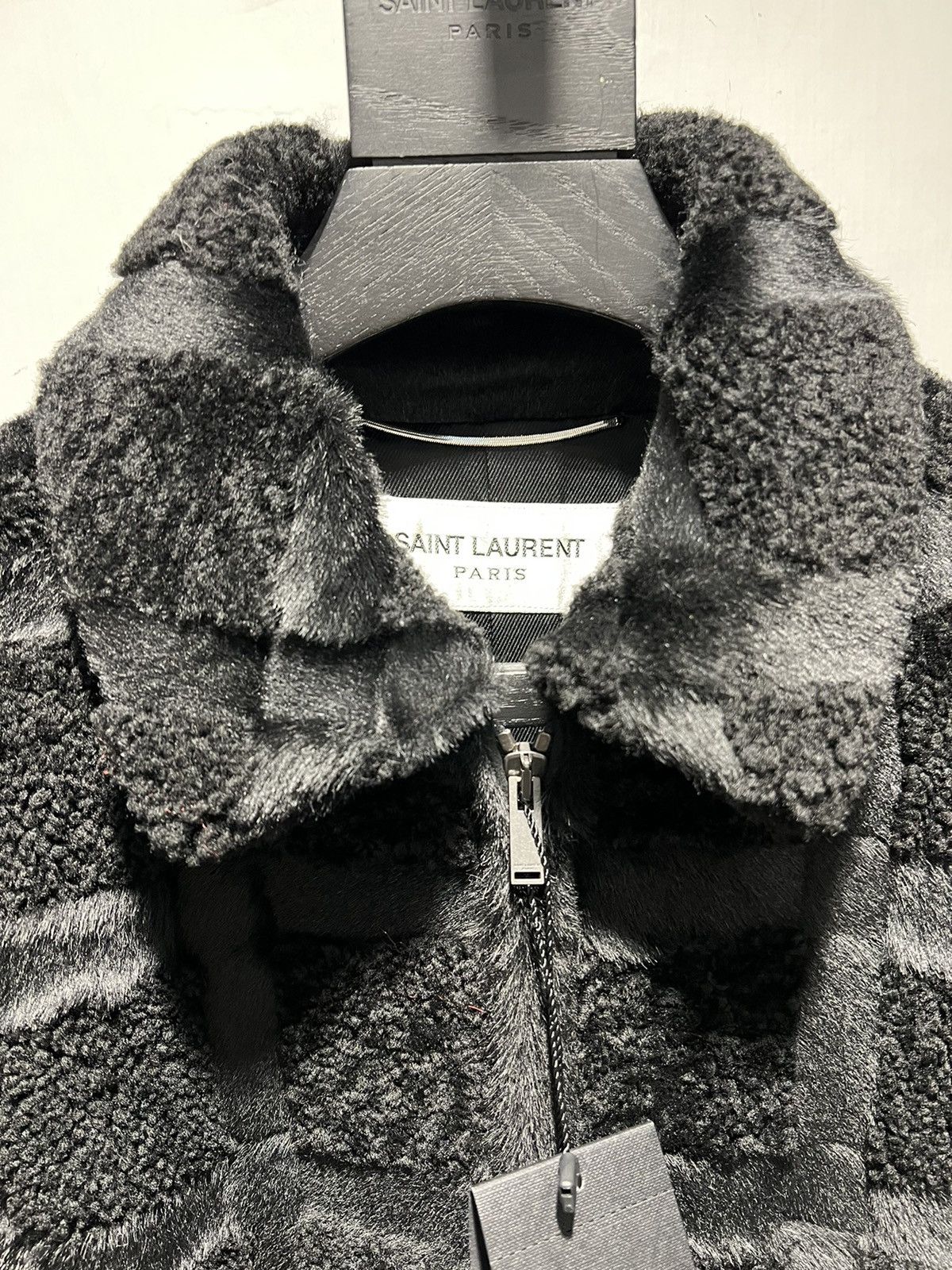Saint Laurent Paris FW20 Black Teddy Jacket Shearling Carreaux Sz48 Size US M / EU 48-50 / 2 - 6 Thumbnail