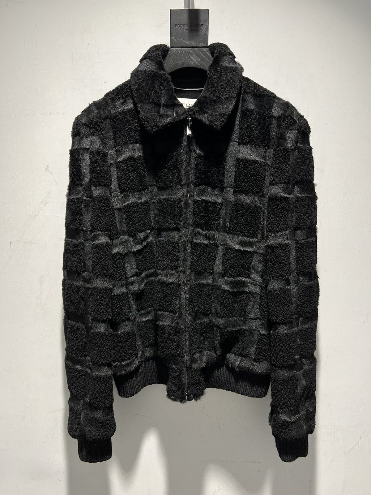 Saint Laurent Paris FW20 Black Teddy Jacket Shearling Carreaux Sz48 Size US M / EU 48-50 / 2 - 2 Thumbnail