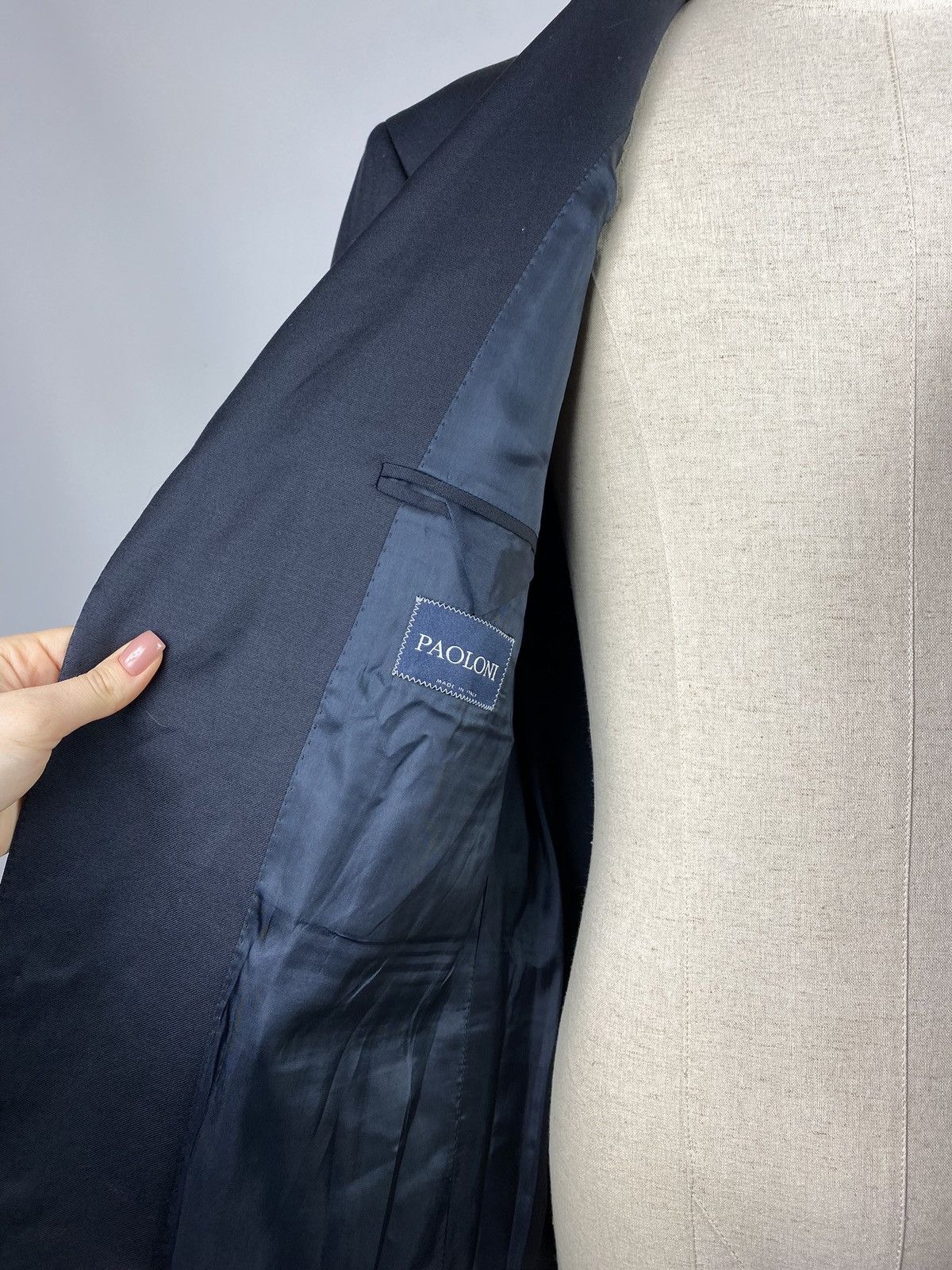 Paoloni Paoloni men’s virgin wool blazer jacket size 52 navy Size 42R - 9 Thumbnail