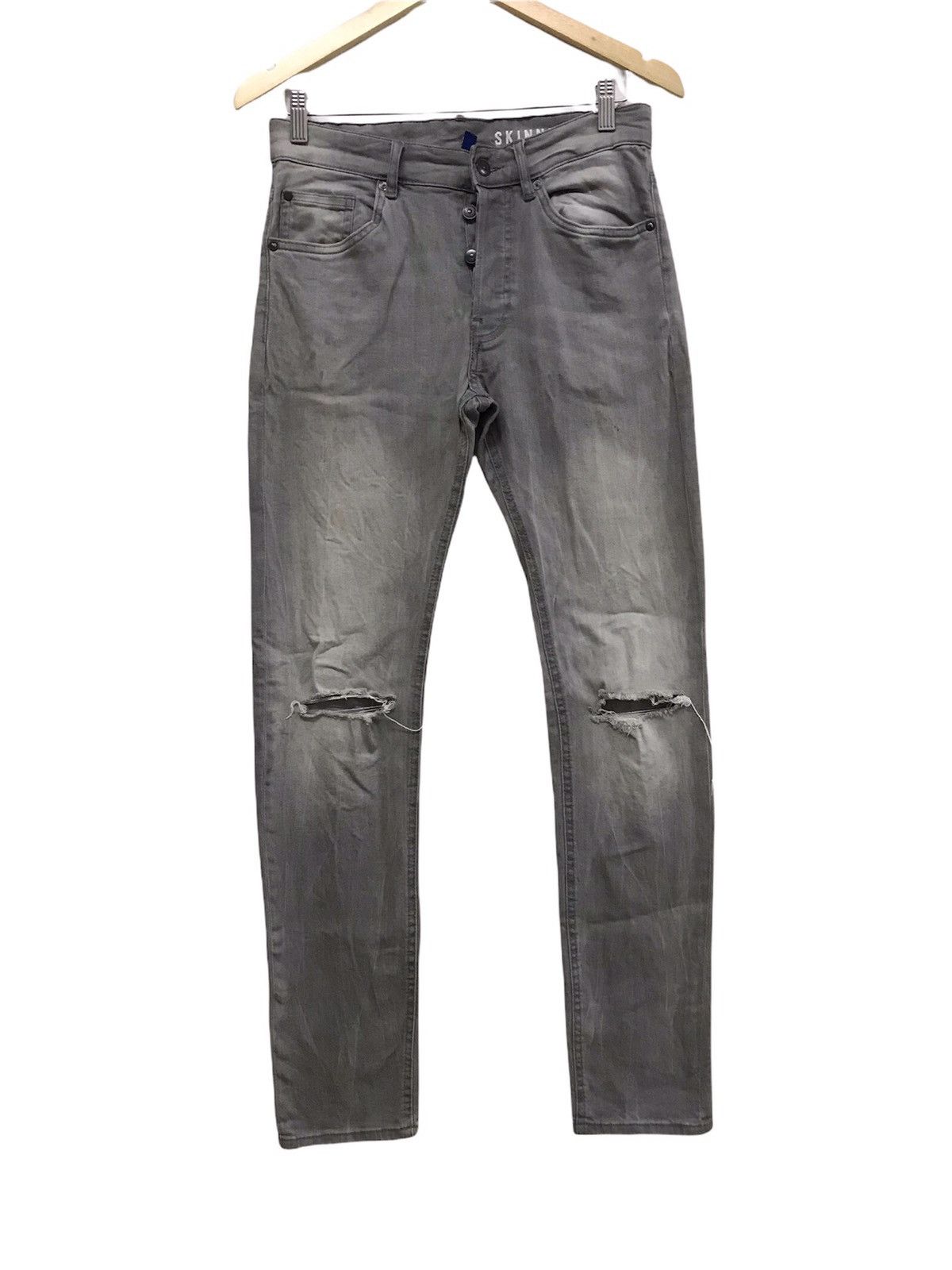 image of Distressed Denim x H&m Niceh&m Distressed Skiny Jeans in Grey, Men's (Size 31)