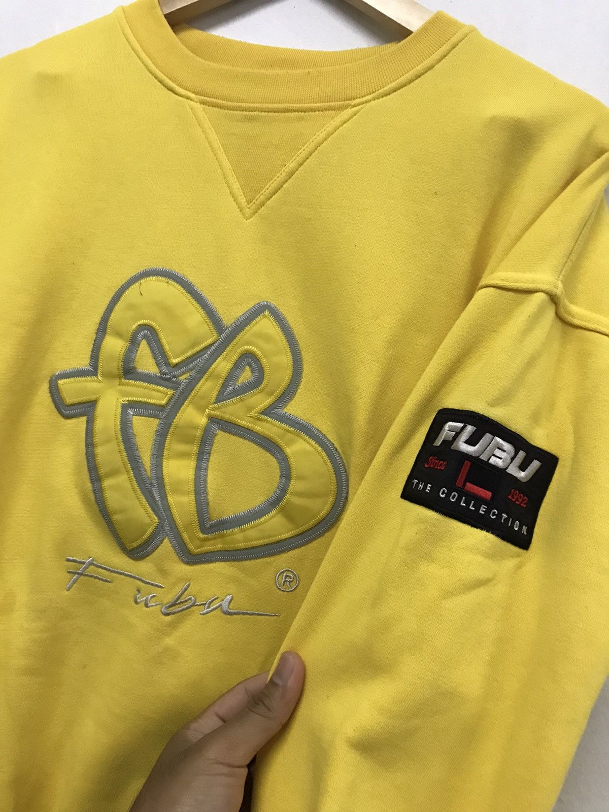 Fubu Vintage y2k Fubu Big Logo Sweatshirt Yellow Size US L / EU 52-54 / 3 - 7 Thumbnail