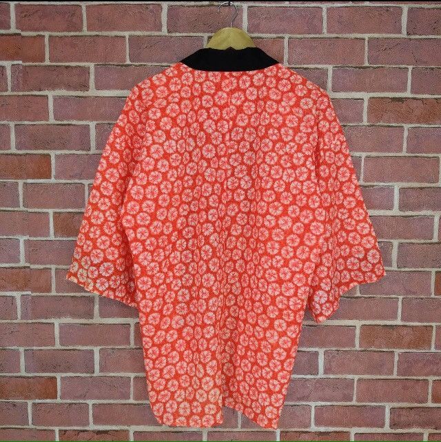 Japanese Brand Haori Kimono Orange Flower Japan Design Short Kimono Size US M / EU 48-50 / 2 - 2 Thumbnail