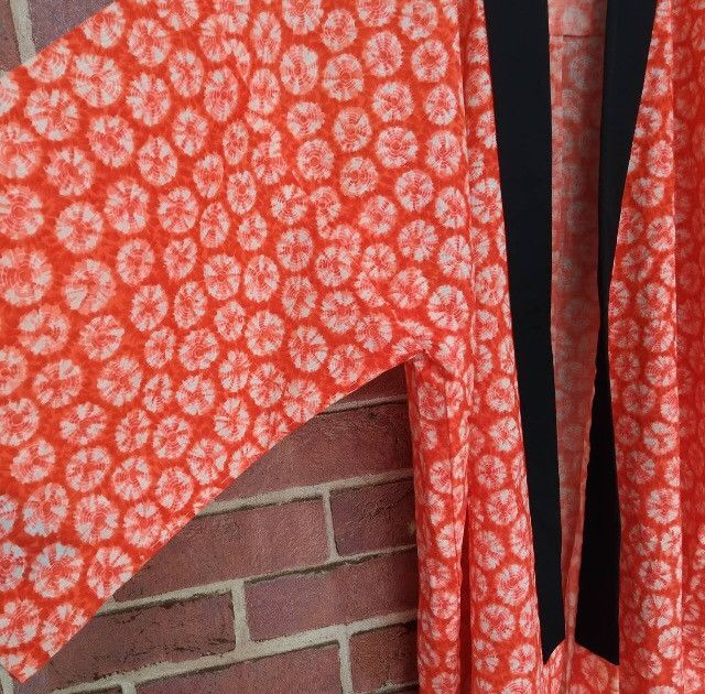 Japanese Brand Haori Kimono Orange Flower Japan Design Short Kimono Size US M / EU 48-50 / 2 - 3 Thumbnail