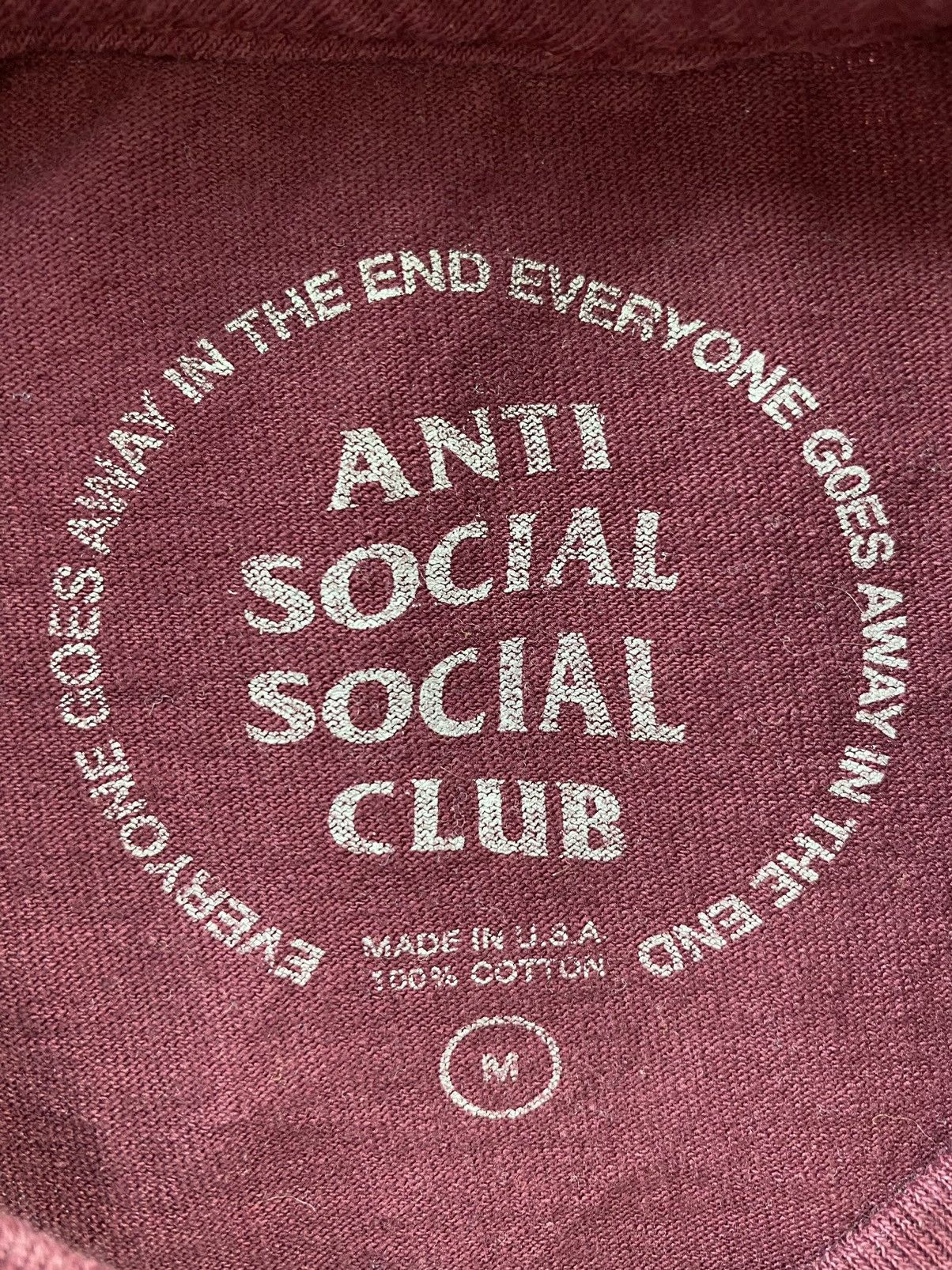 Anti Social Social Club Anti Social Social Club “Seoul” South Korea Burgundy Tee M Size US M / EU 48-50 / 2 - 5 Thumbnail