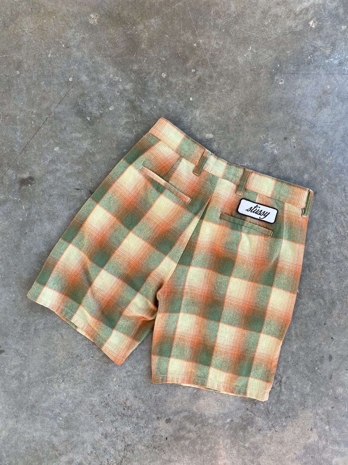 Stussy Shadow Plaid Oval Logo Work Shorts Sz. 28 🧊❄️🥣 Box