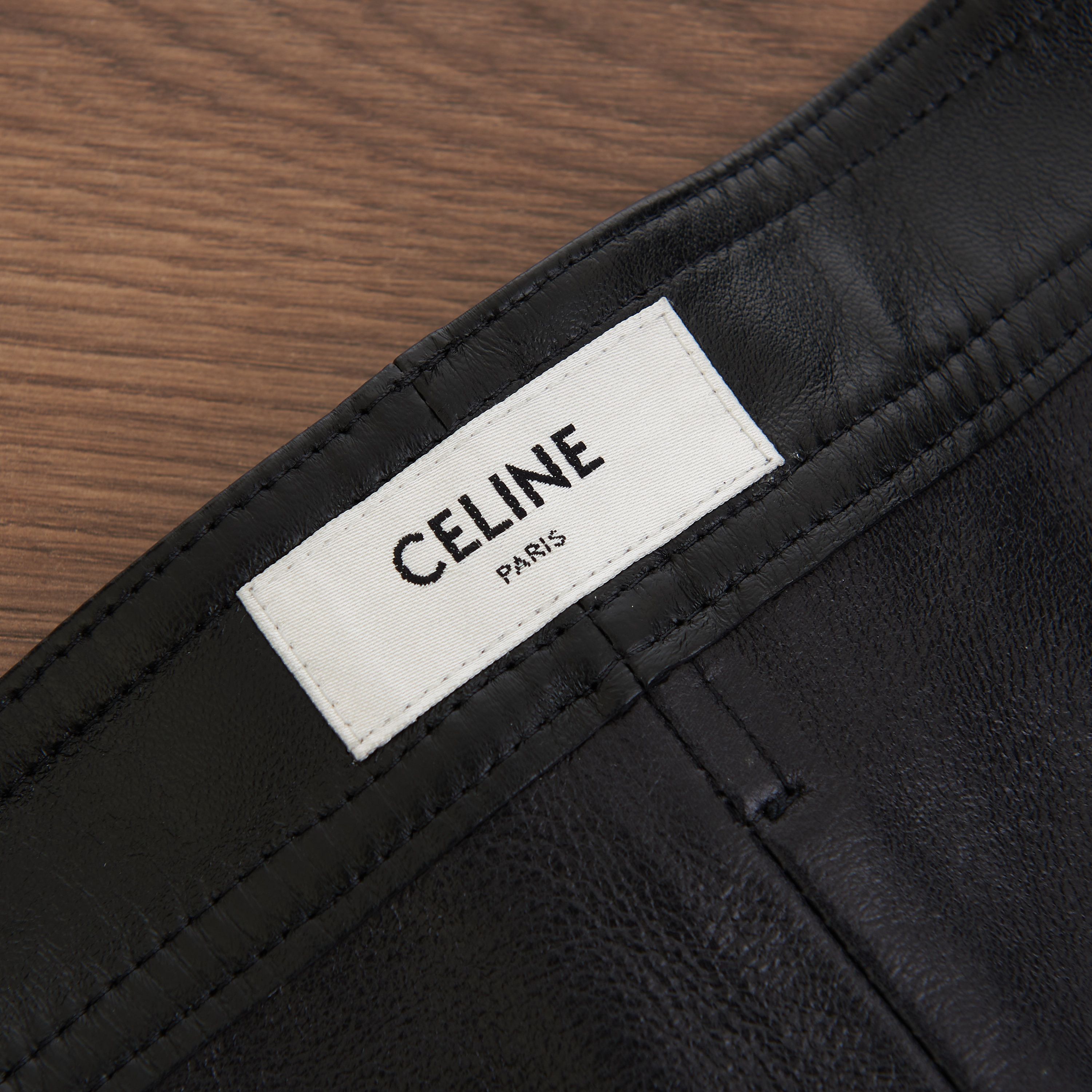 Celine Slim Jeans In Soft Black Lambskin Leather Size US 34 / EU 50 - 6 Thumbnail