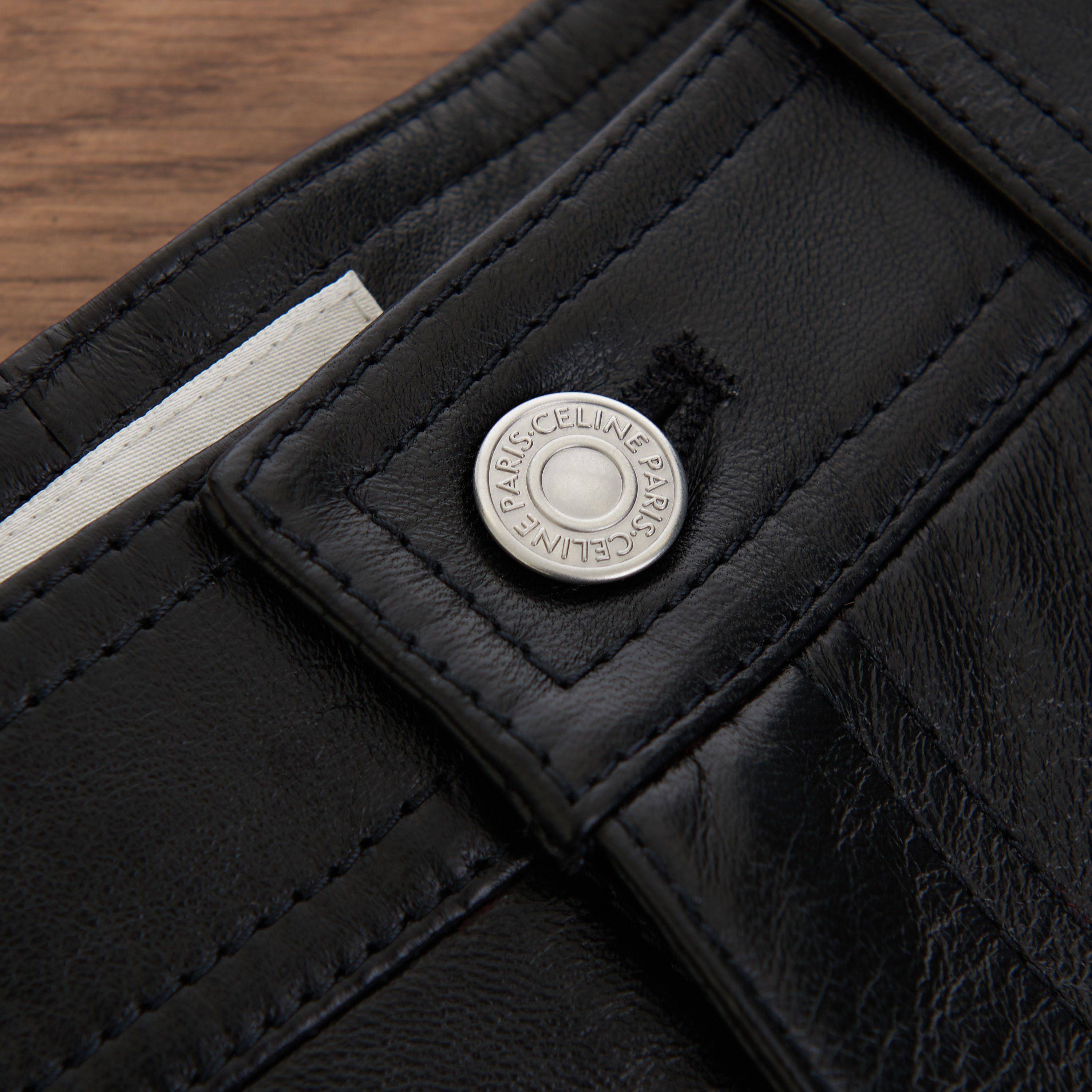 Celine Slim Jeans In Soft Black Lambskin Leather Size US 34 / EU 50 - 5 Thumbnail