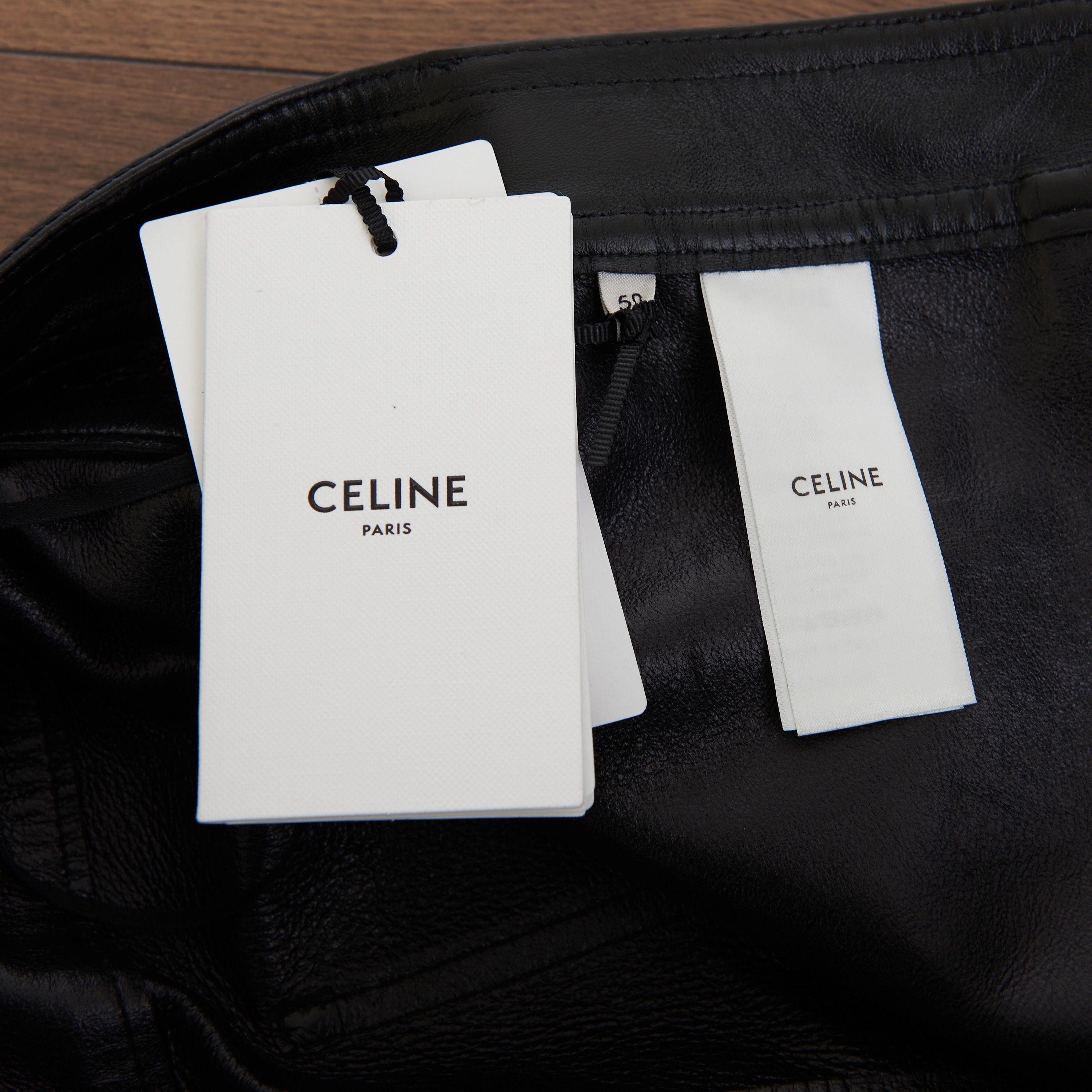 Celine Slim Jeans In Soft Black Lambskin Leather Size US 34 / EU 50 - 7 Thumbnail