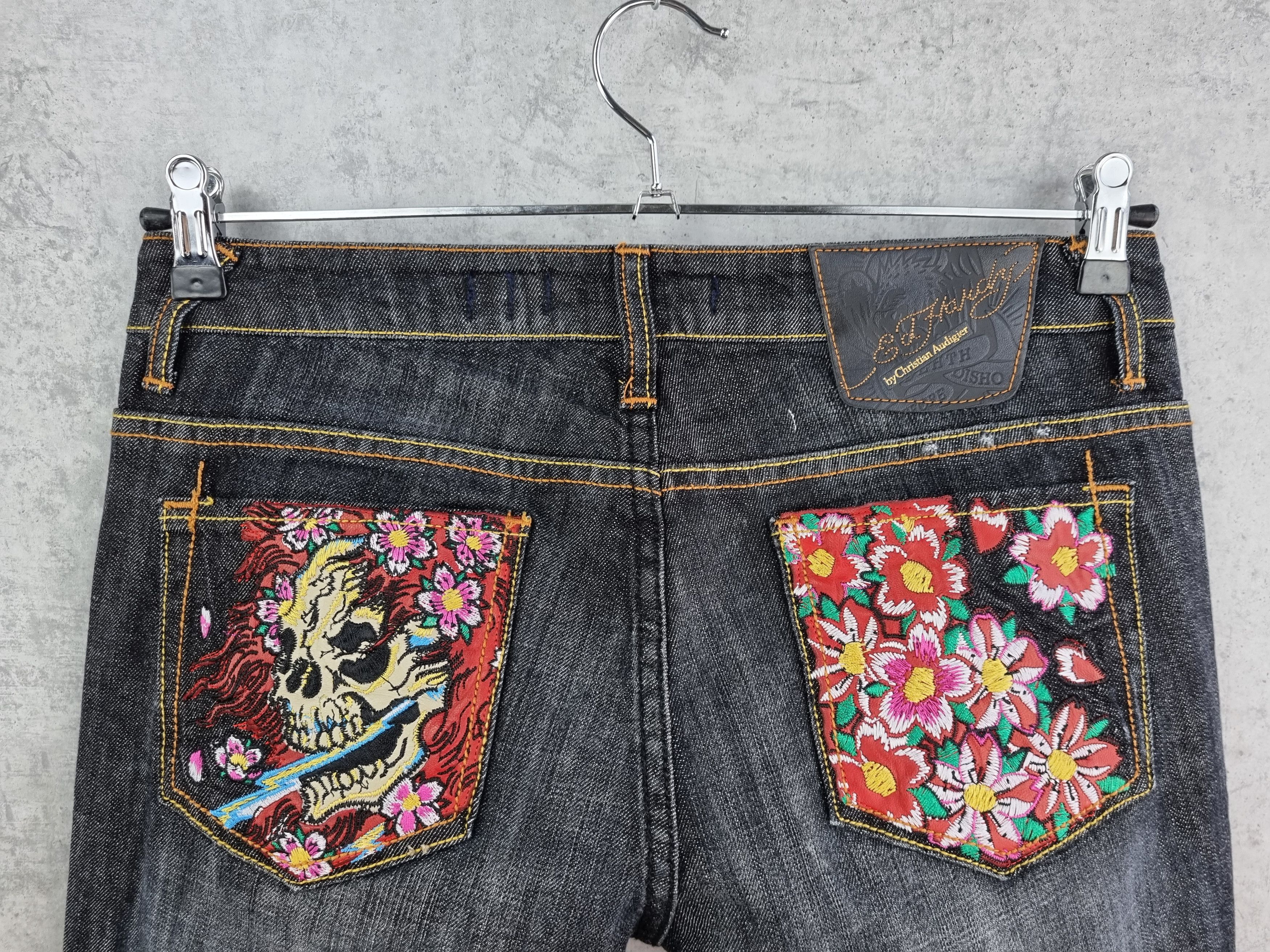 Christian Audigier × Ed Hardy Rare Leather Design Ed Hardy by Christian Audigier Jean Size 29" - 2 Thumbnail