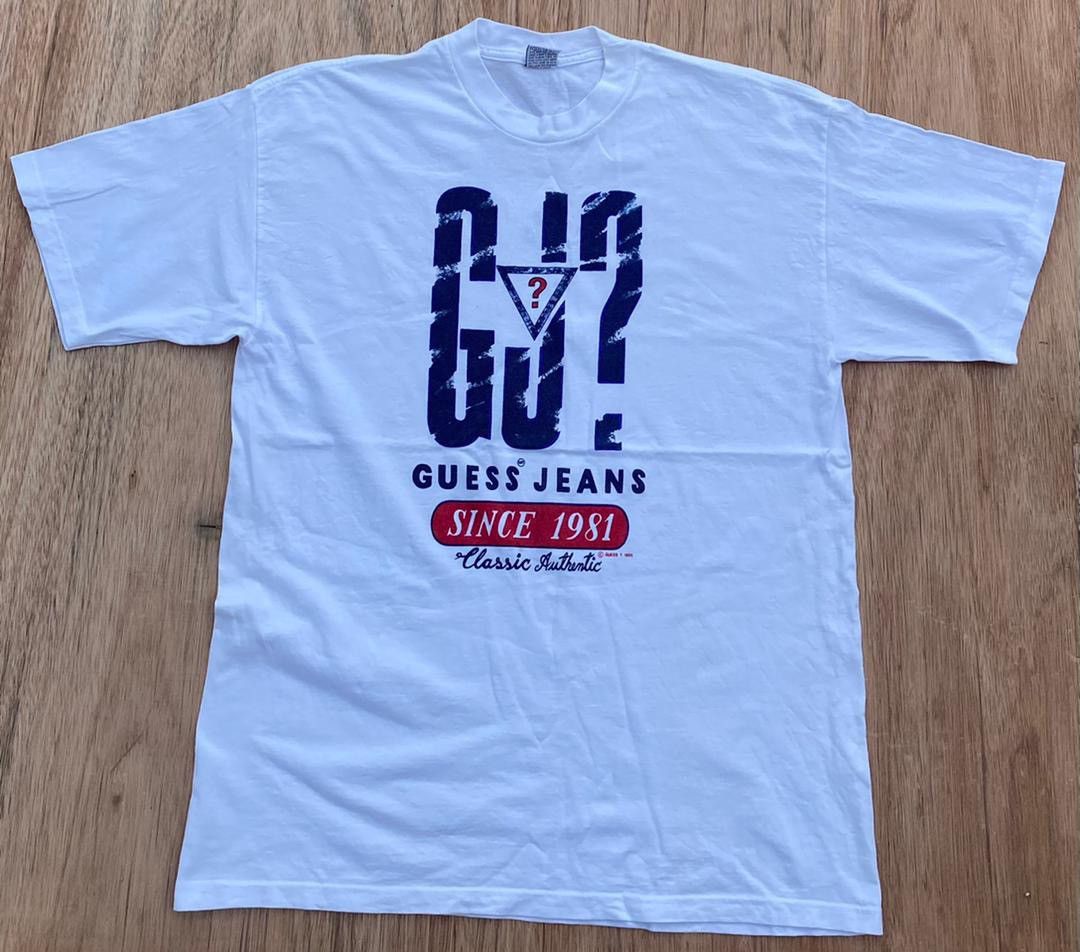 image of Vintage Tee Guess Jeans Usa A30 in White, Men's (Size Large)